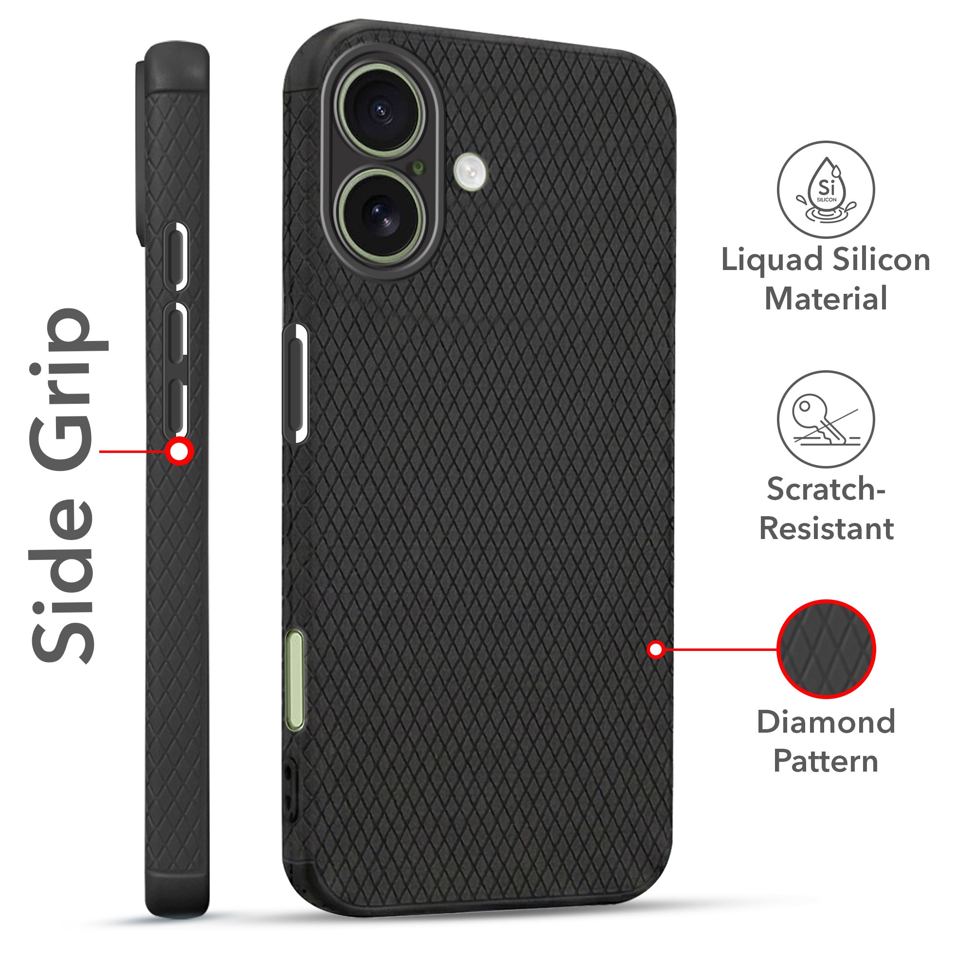 For Apple iPhone 17 Combo with Back Cover and 9H Tempered Glass (Liquid Silicone | Camera Protection | Oleophobic Coating Screen Glass)