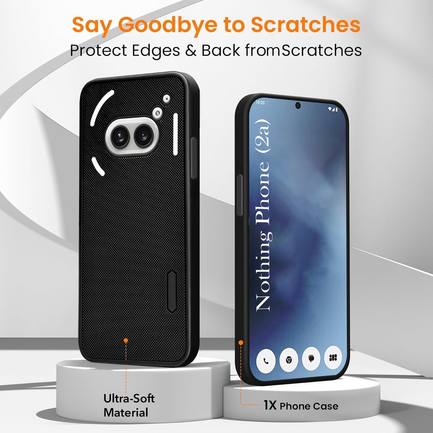 For Nothing Phone 2A 5G Combo (Textured Grip Design | Micro-Fiber Cloth Inside | Oleophobic Coating Screen Glass)
