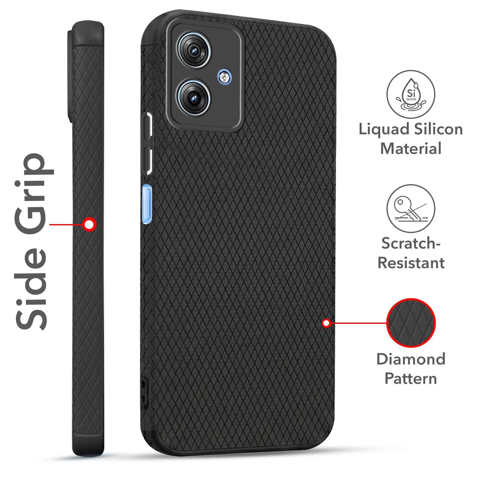 For Motorola G64 5G Combo with Back Cover and 9H Tempered Glass (Liquid Silicone | Camera Protection | Oleophobic Coating Screen Glass)
