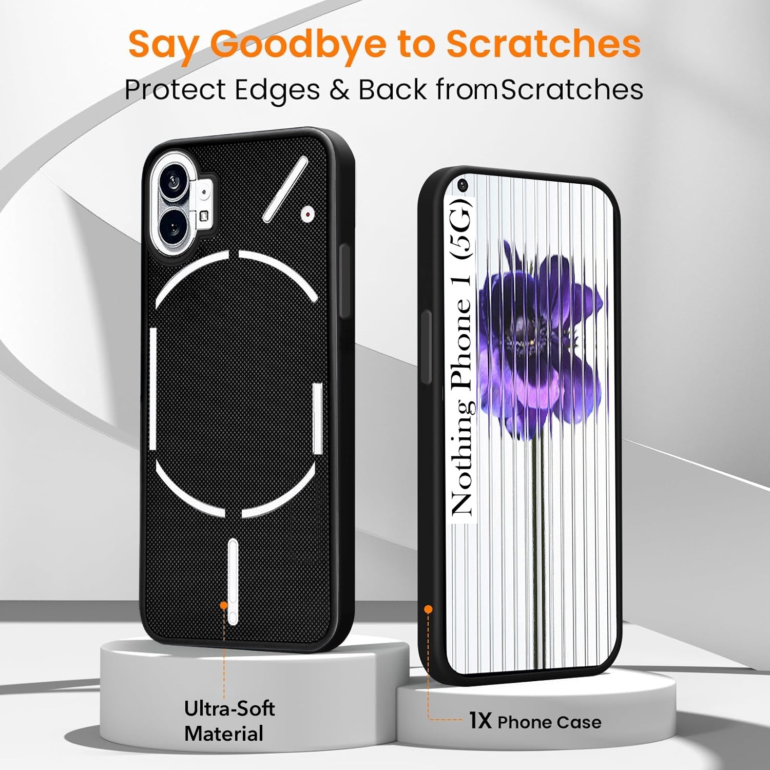 For Nothing Phone 1 Combo with Back Cover and 9H Tempered Glass (Textured Grip Design | Micro-Fiber Cloth Inside | Oleophobic Coating Screen Glass)