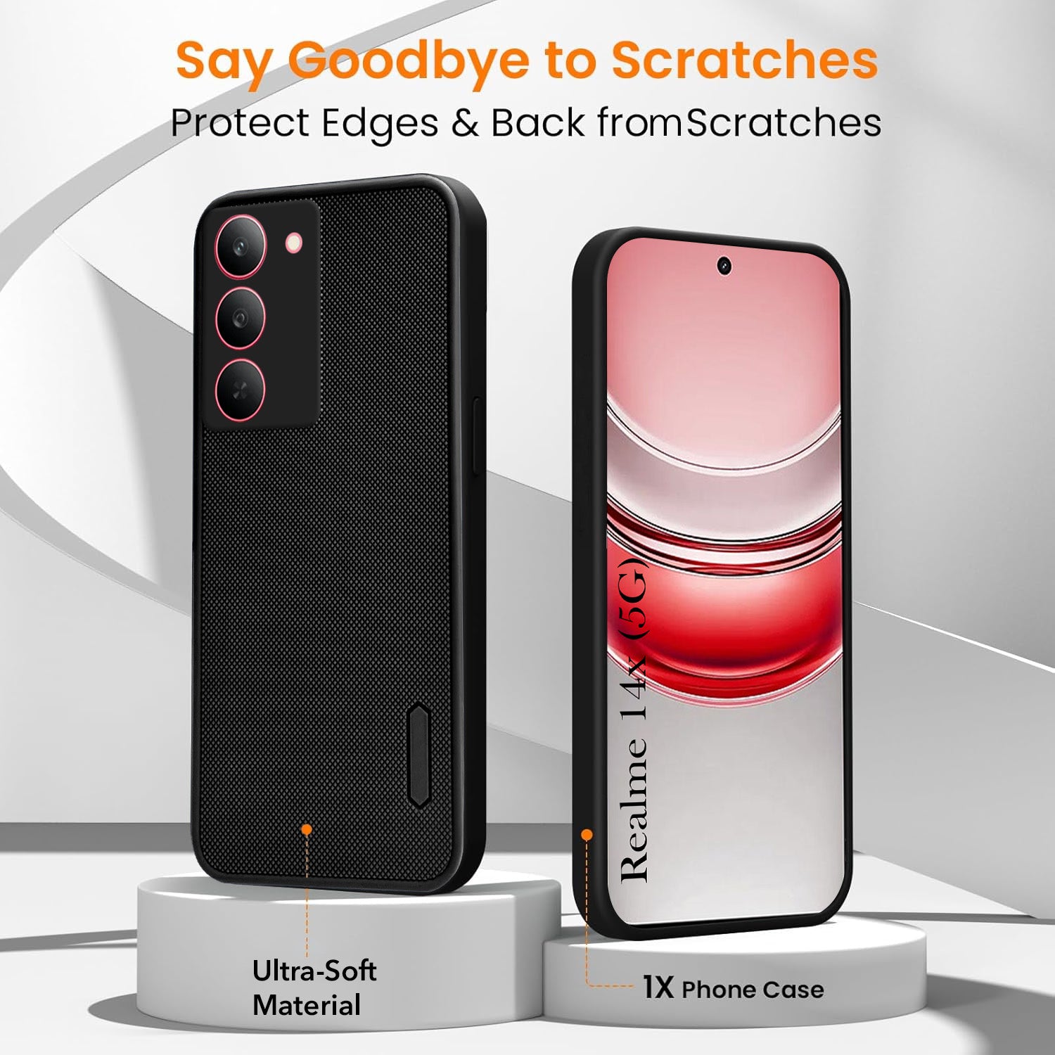 For Realme 14X Combo (Textured Grip Design | Micro-Fiber Cloth Inside | Oleophobic Coating Screen Glass)