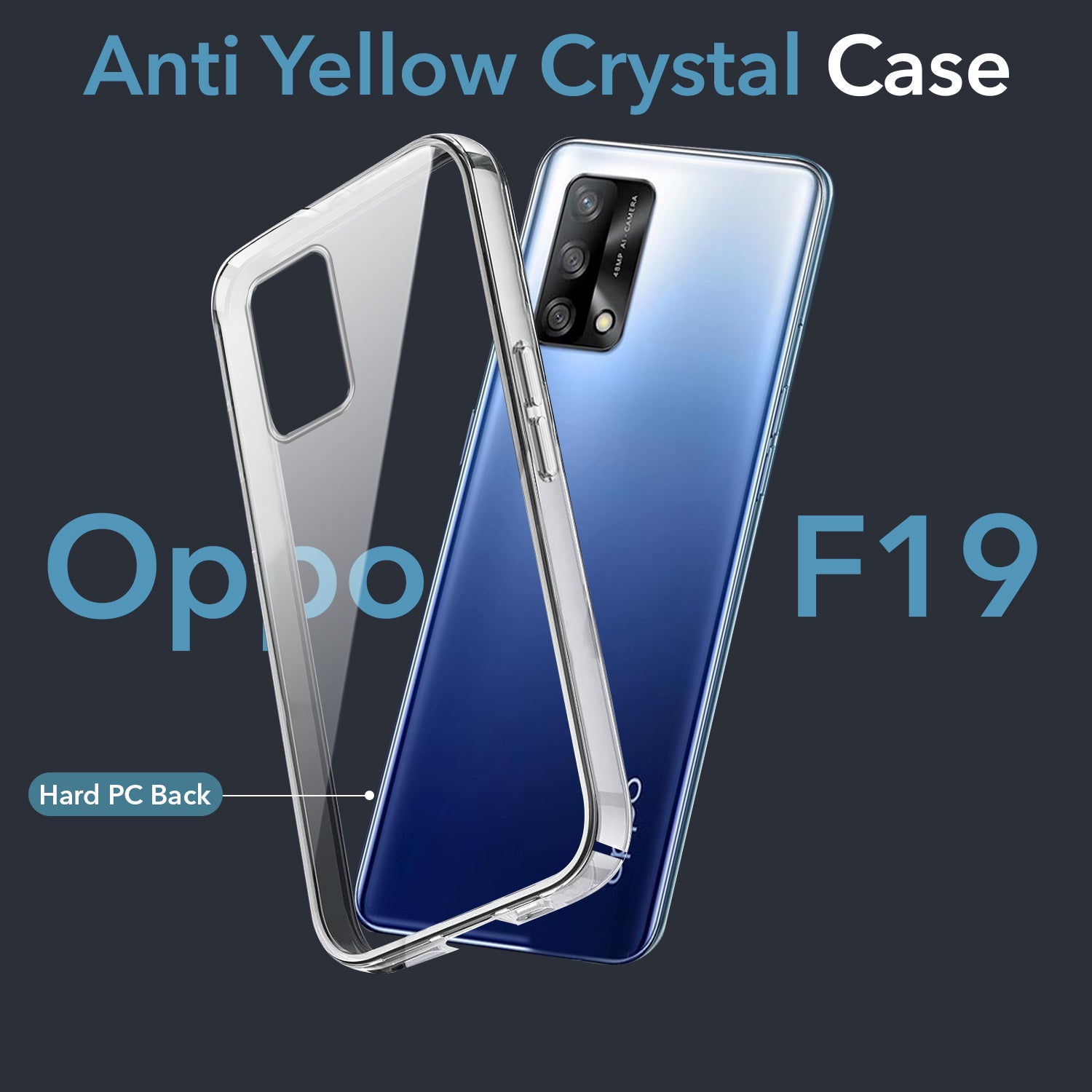For Oppo F19 | F19s Back Cover Case (Hard Anti Yellow Clear Case | Drop & Camera Protection | Shockproof Polycarbonate)