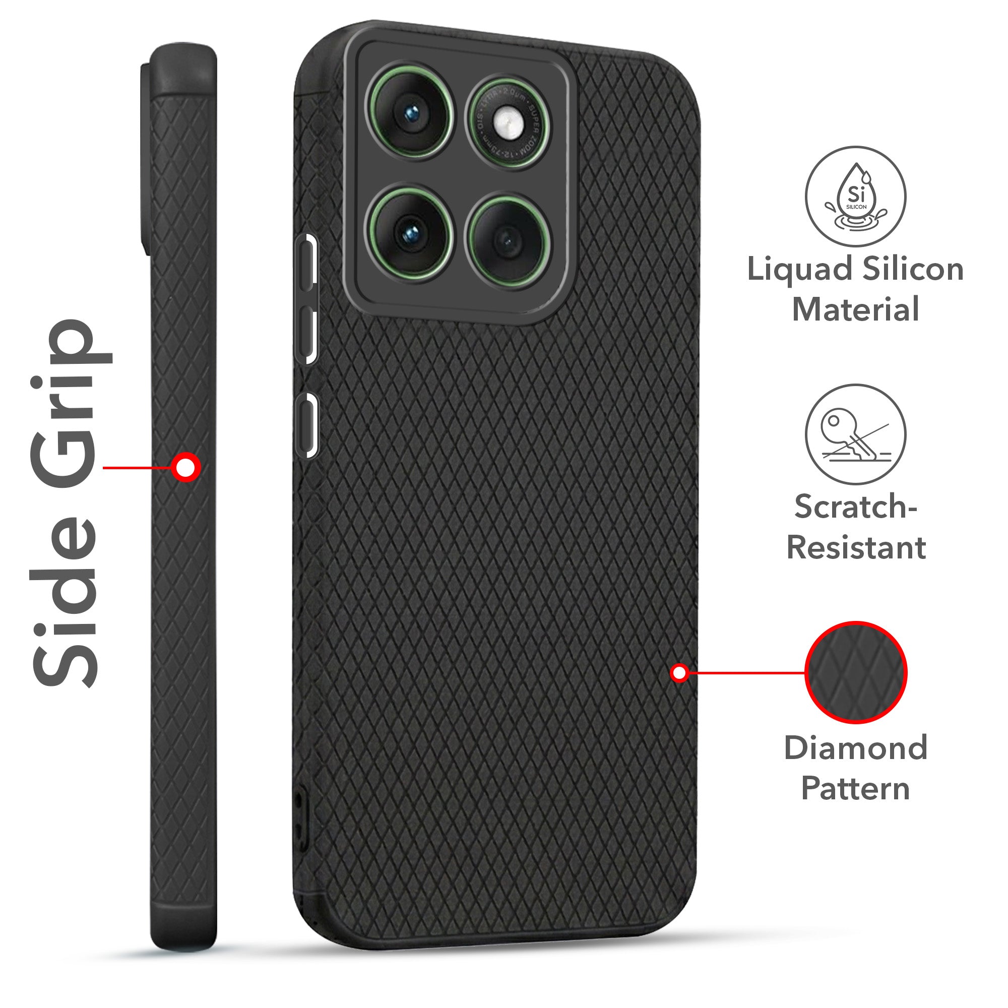 For Motorola Moto Edge 60 Combo with Back Cover and 9H Tempered Glass (Liquid Silicone | Camera Protection | Oleophobic Coating Screen Glass)