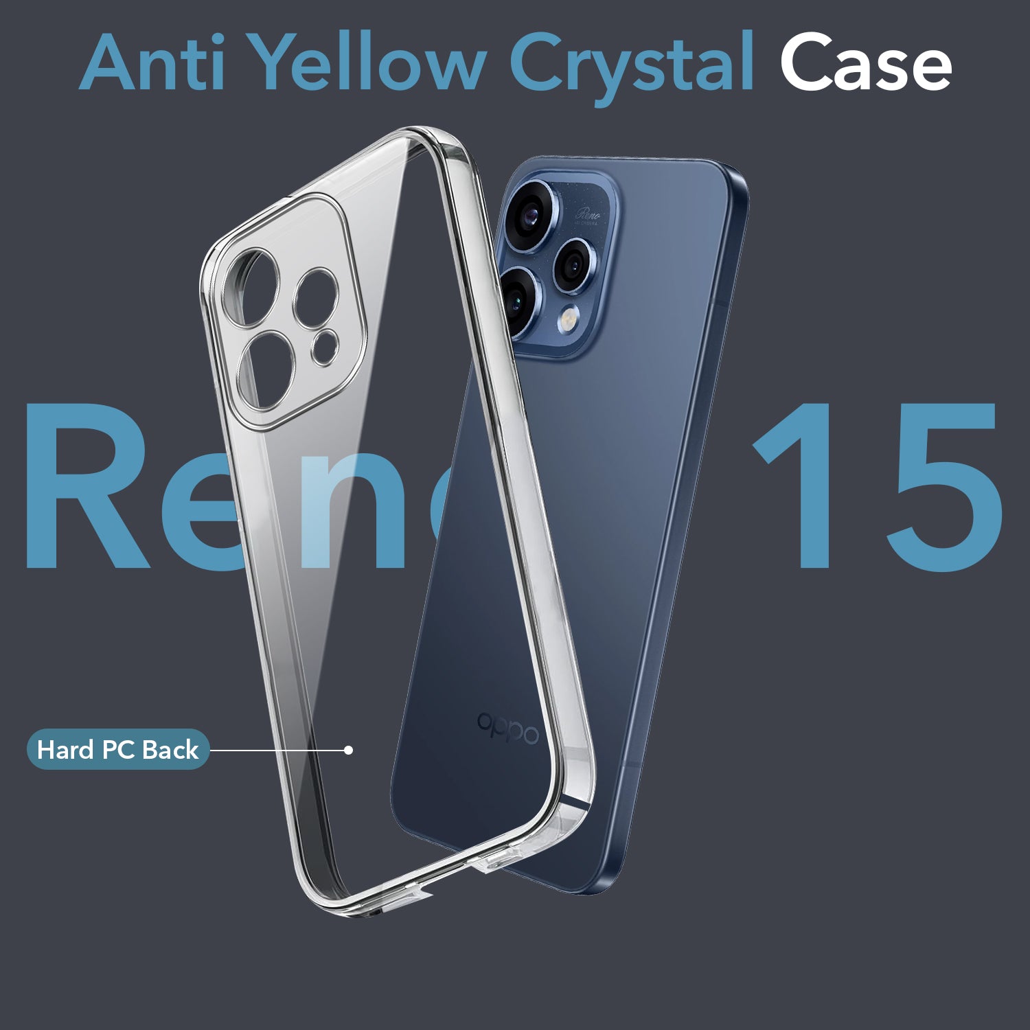 For Oppo Reno15 5G | Oppo Reno 15 5G Back Cover Case Lifetime Anti-Yellow Clear (Sleek Hard Crystal | Shockproof and Camera Protection)