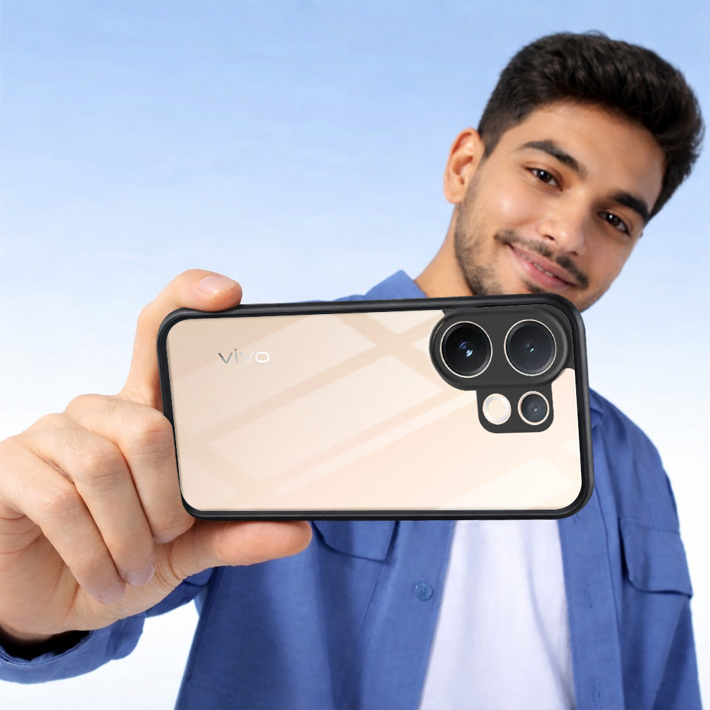 For Vivo V60 | Vivo T4 Pro Combo with Back Cover and 9H Tempered Glass (Lifetime Anti-Yellow | Crystal Clear Shockproof | Oleophobic Coating Screen Glass)