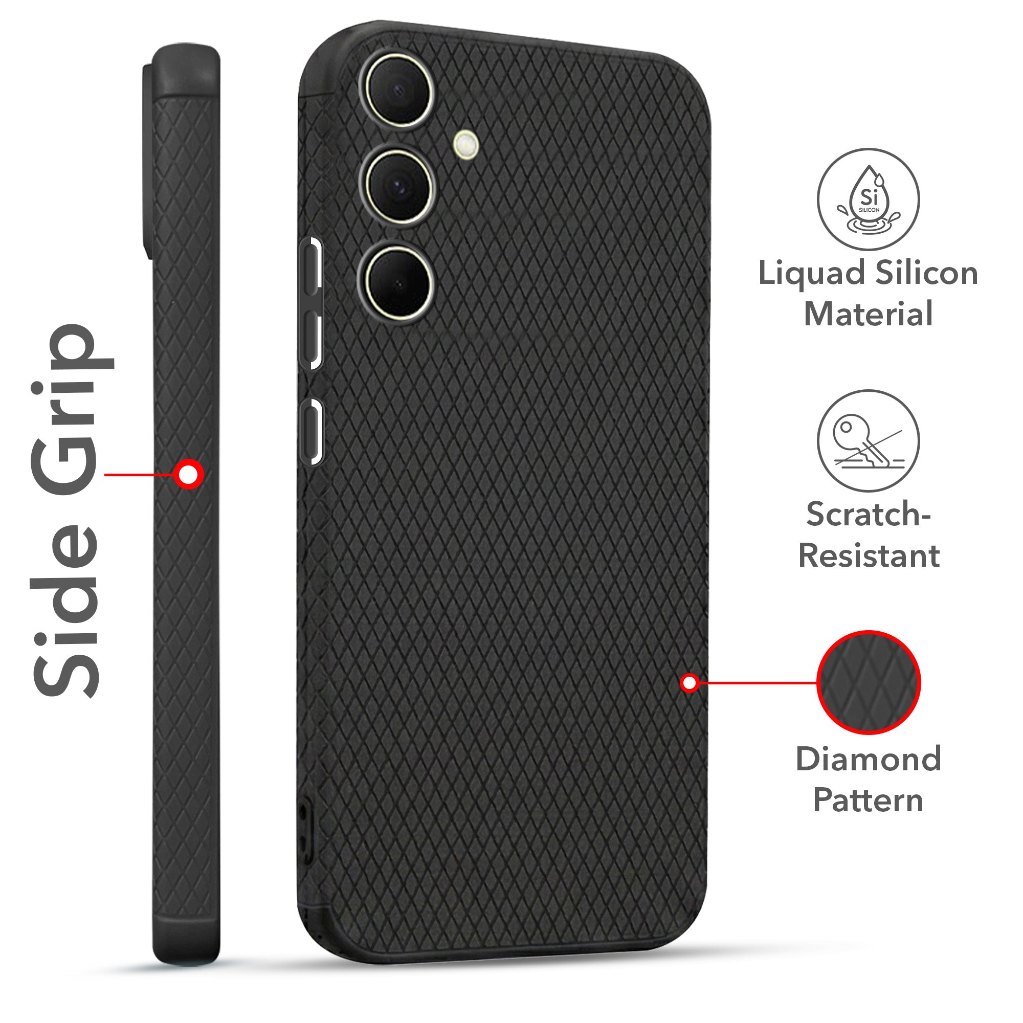 For Samsung Galaxy A35 5G Combo with Back Cover and 9H Tempered Glass (Liquid Silicone | Camera Protection | Oleophobic Coating Screen Glass)