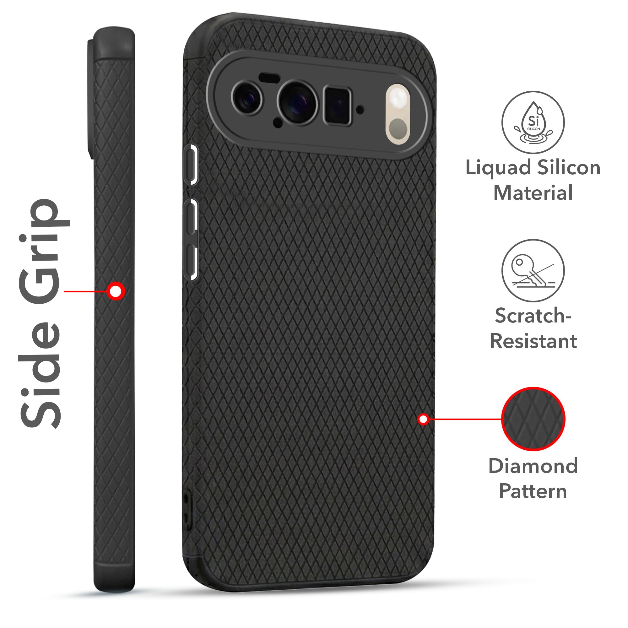 For Google Pixel 10 Pro XL Combo with Back Cover and 9H Tempered Glass (Liquid Silicone | Camera Protection | Oleophobic Coating Screen Glass)
