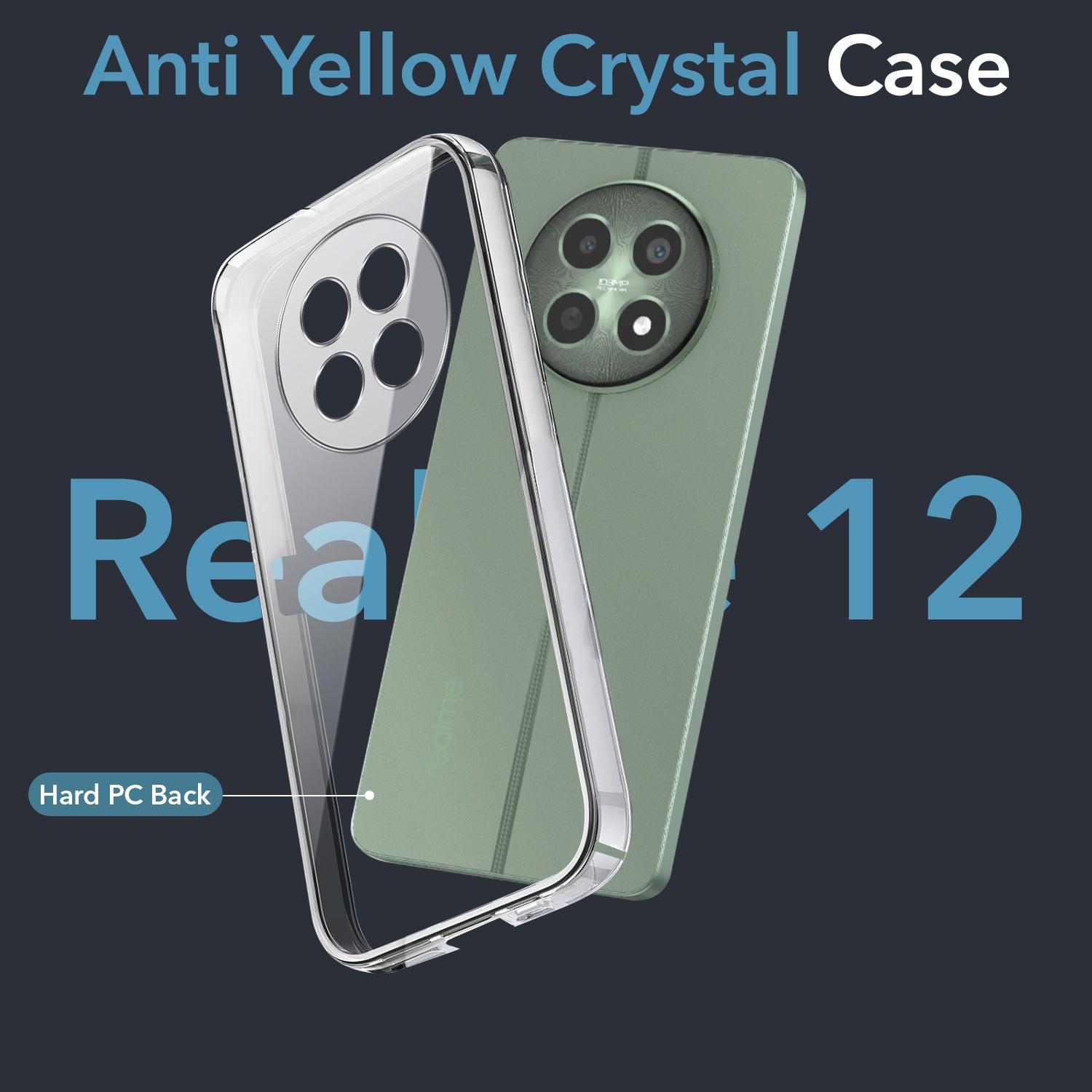 For Realme 12 | Realme 12X Back Cover Case (Hard Anti Yellow Clear Case | Sleek Hard Crystal Clear | Drop & Camera Protection | Shockproof Polycarbonate)