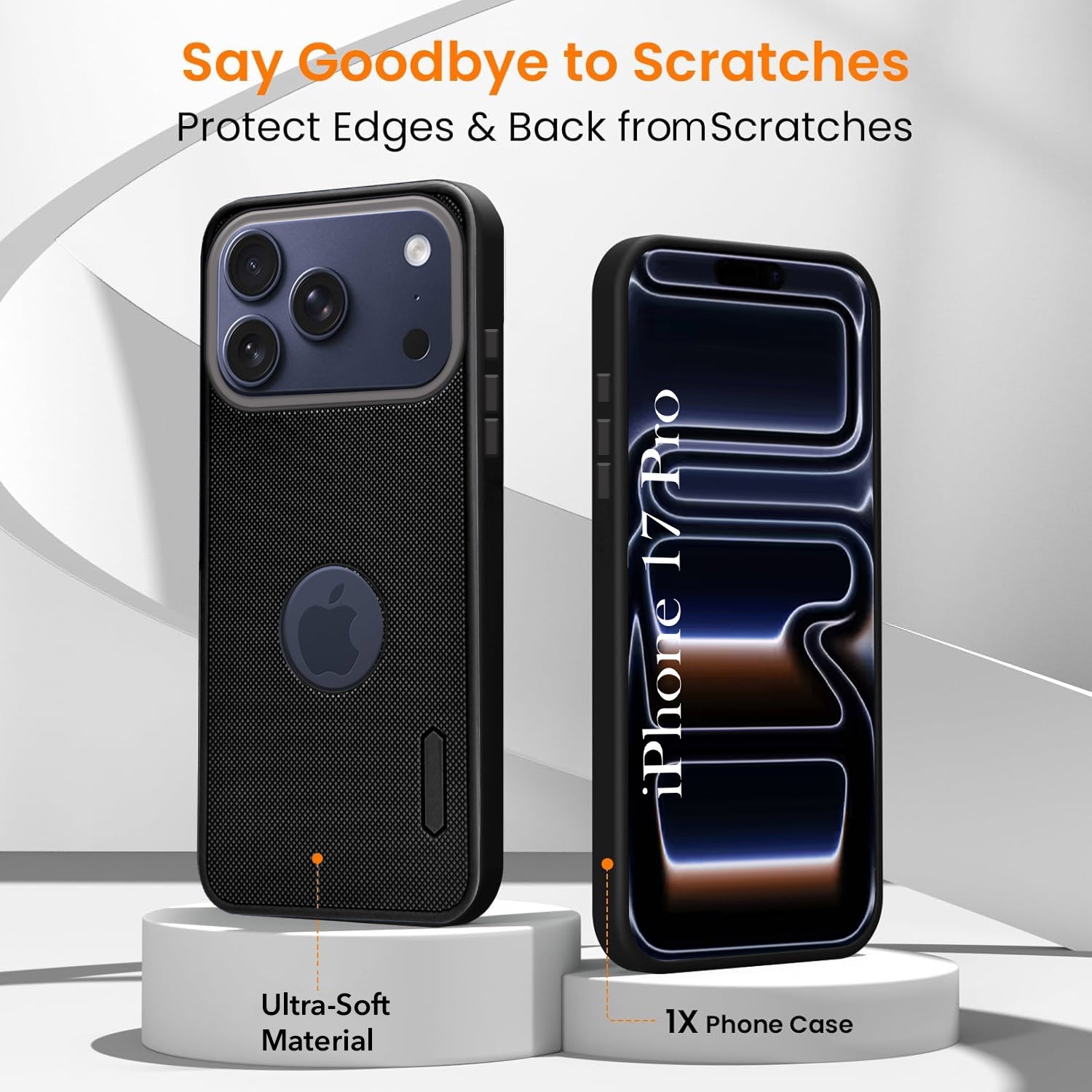 For Apple iPhone 17 Pro Combo with Back Cover and 9H Tempered Glass (Textured Grip Design | Micro-Fiber Cloth Inside | Oleophobic Coating Screen Glass)