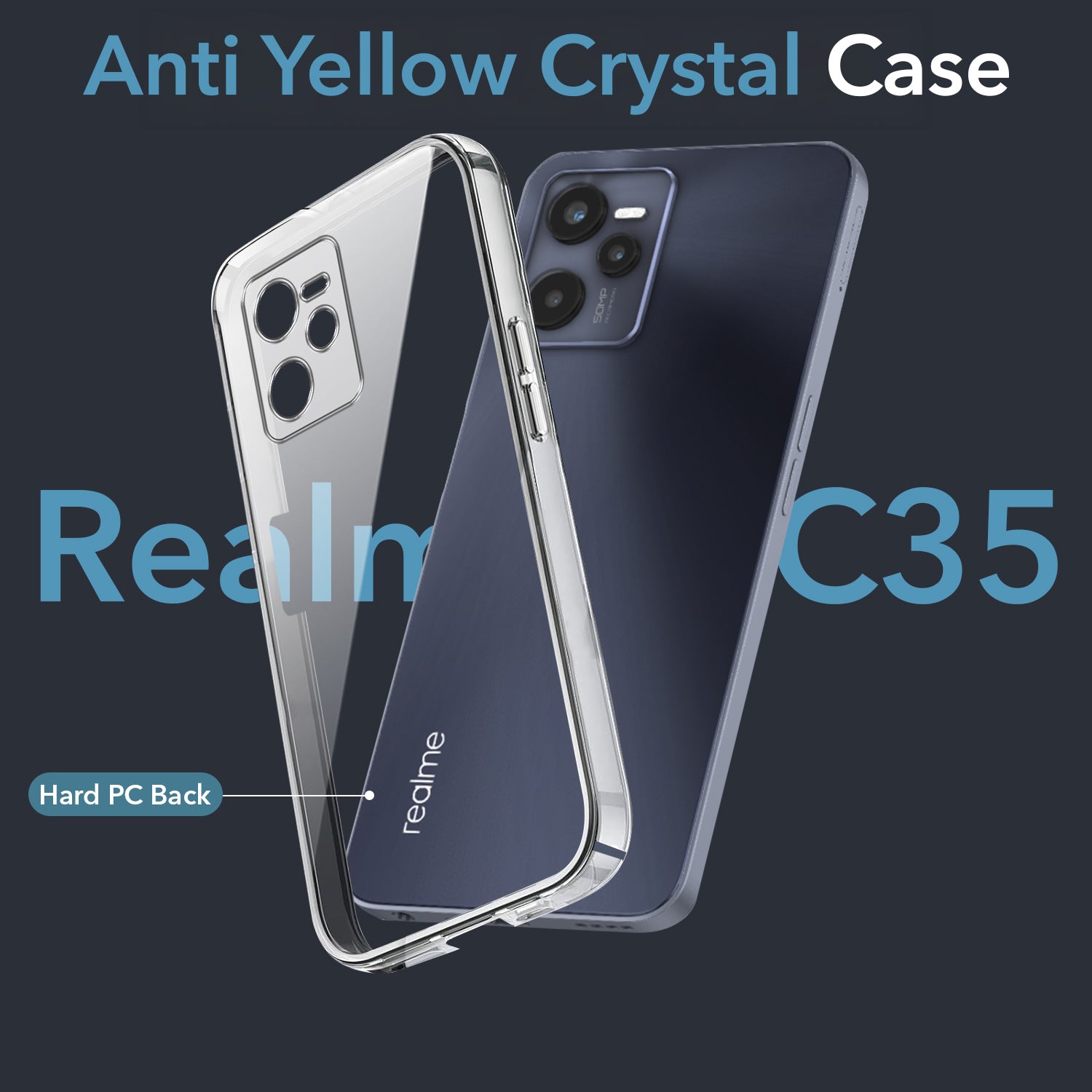 For Realme C35 Back Cover Case (Hard Anti Yellow Clear Case | Drop & Camera Protection | Shockproof Polycarbonate)