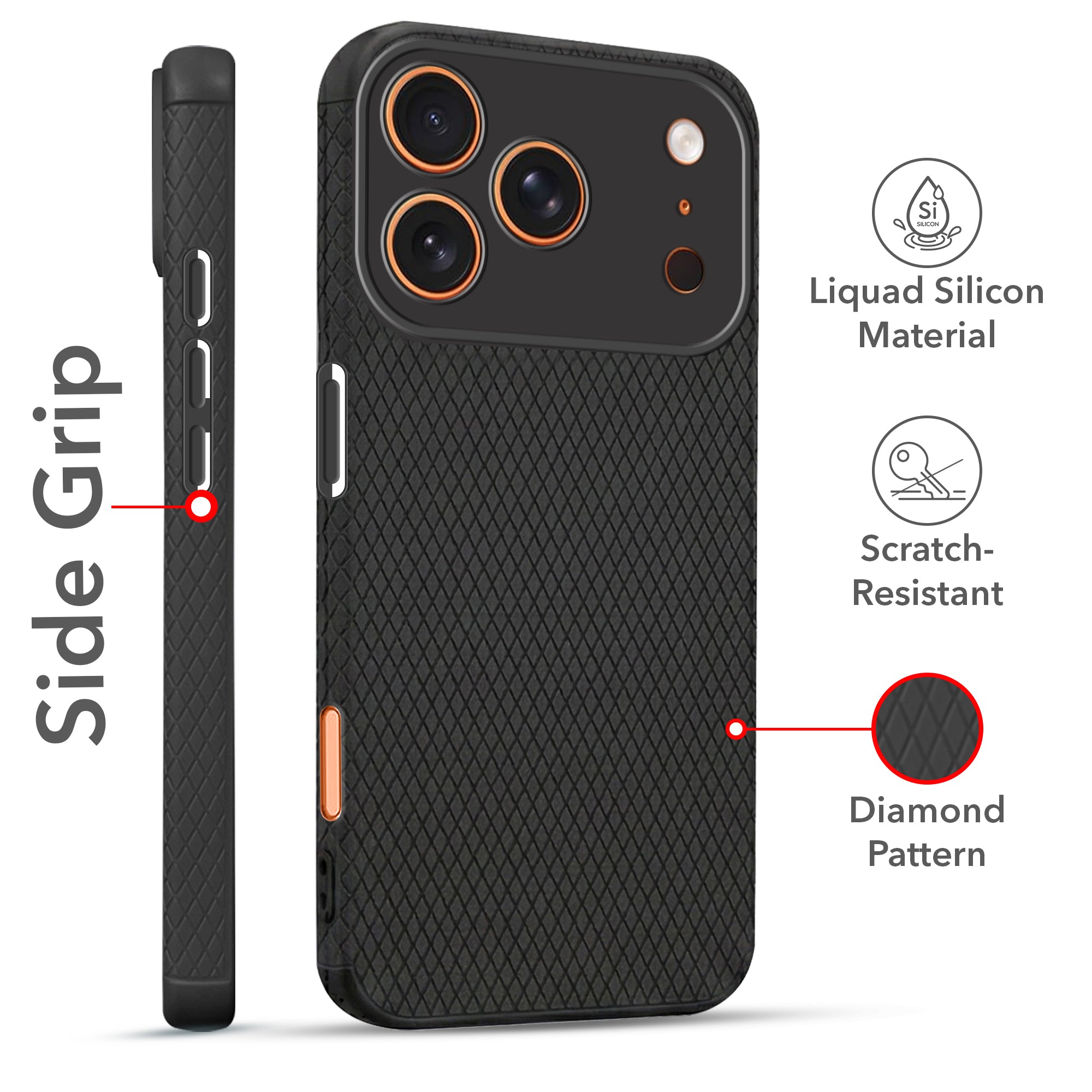 For Apple iPhone 17 Pro Max Combo with Back Cover and 9H Tempered Glass (Liquid Silicone | Camera Protection | Oleophobic Coating Screen Glass)