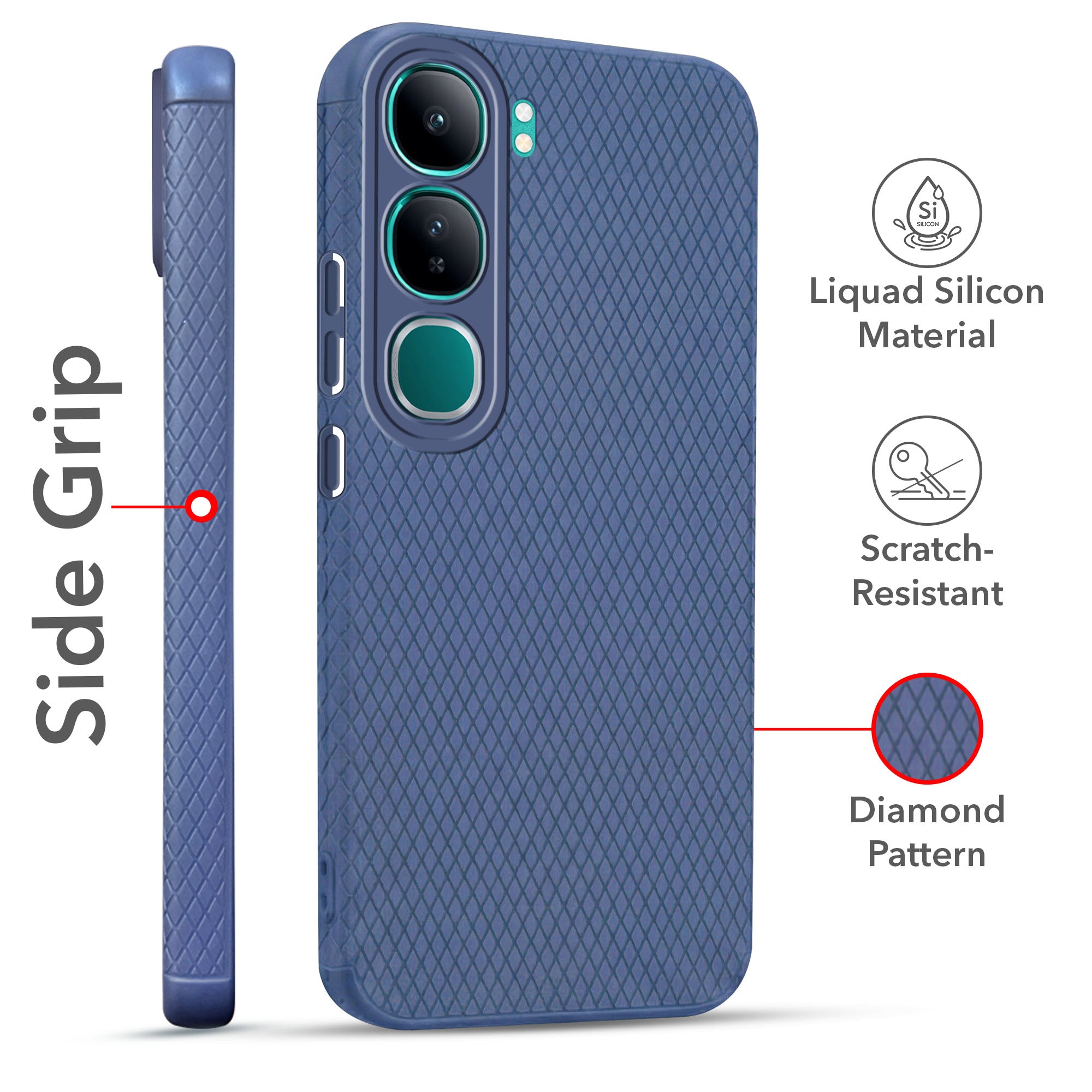 For Vivo Y300 Combo with Back Cover and 9H Tempered Glass (Liquid Silicone | Camera Protection | Oleophobic Coating Screen Glass)