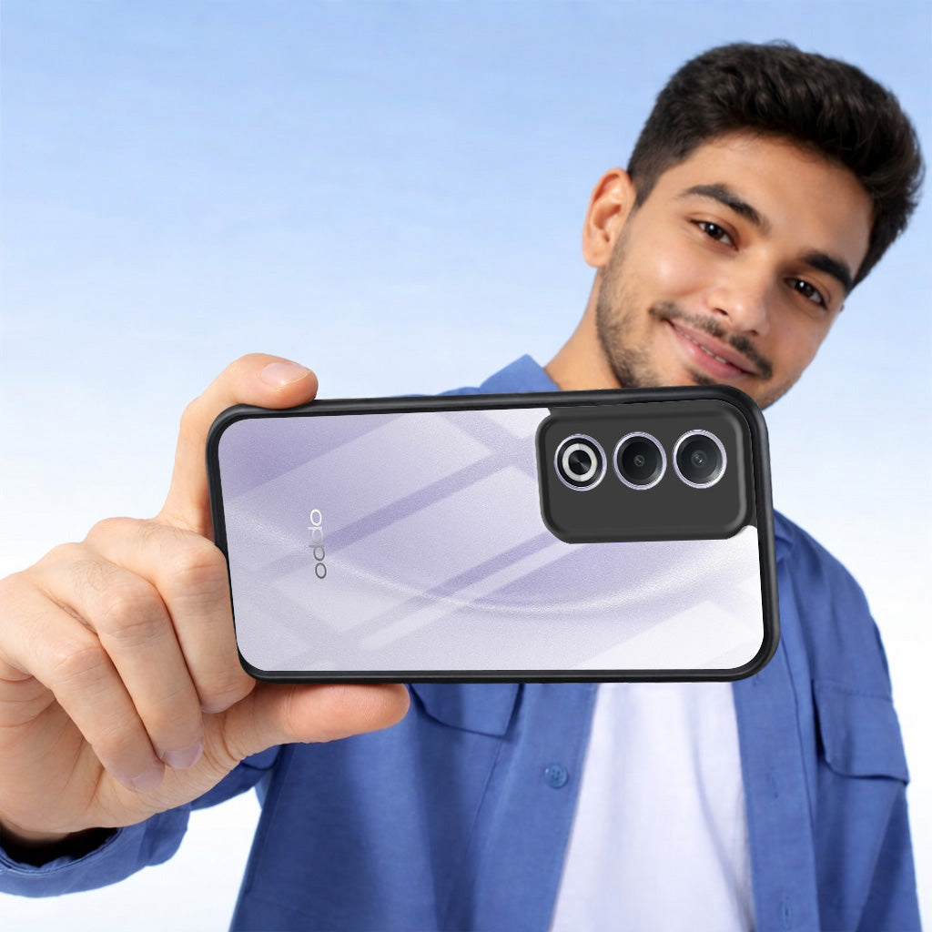 For Oppo A3 Pro 5G Combo with Back Cover and 9H Tempered Glass (Lifetime Anti-Yellow | Crystal Clear Shockproof | Oleophobic Coating Screen Glass)
