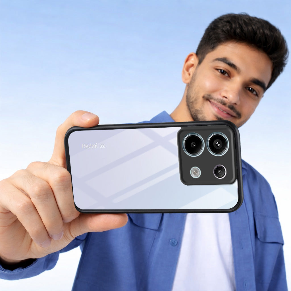 For Redmi Note 13 Pro Combo with Back Cover and 9H Tempered Glass (Lifetime Anti-Yellow | Crystal Clear Shockproof | Oleophobic Coating Screen Glass)