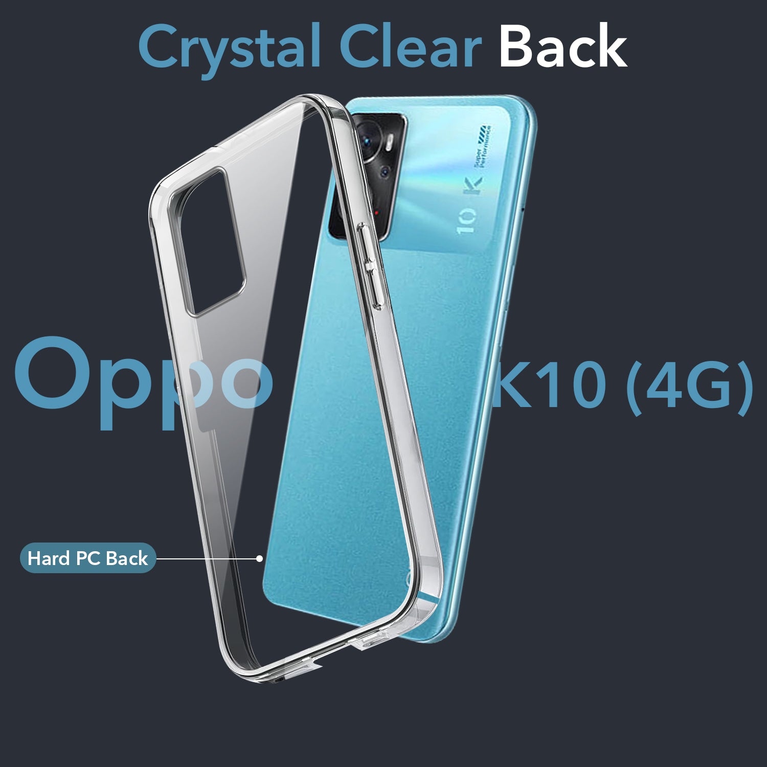 For Oppo K10 Back Cover Case (Hard Anti Yellow Clear Case | Sleek Hard Crystal Clear | Drop & Camera Protection | Shockproof Polycarbonate)