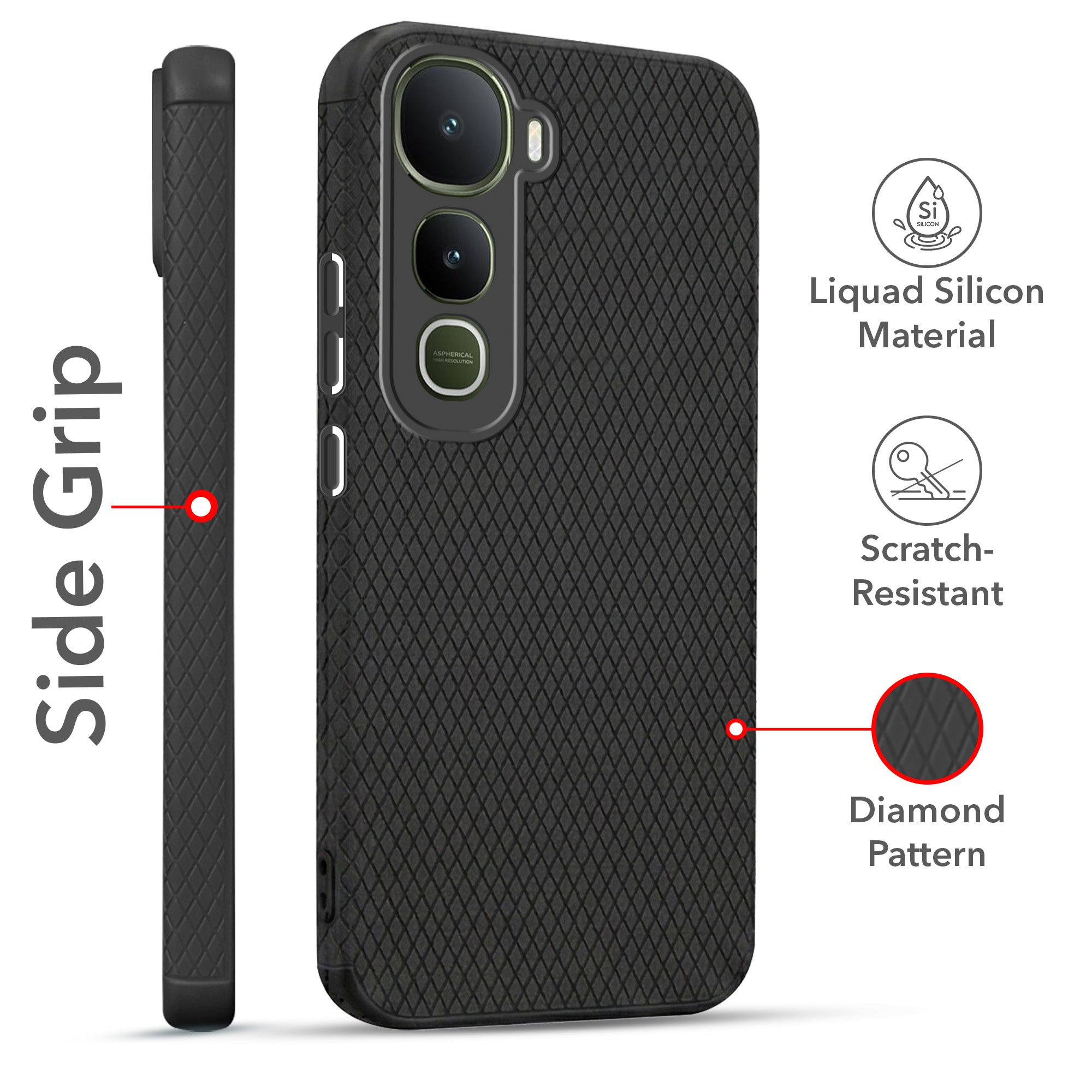 For Vivo Y400 Combo with Back Cover and 9H Tempered Glass (Liquid Silicone | Camera Protection | Oleophobic Coating Screen Glass)