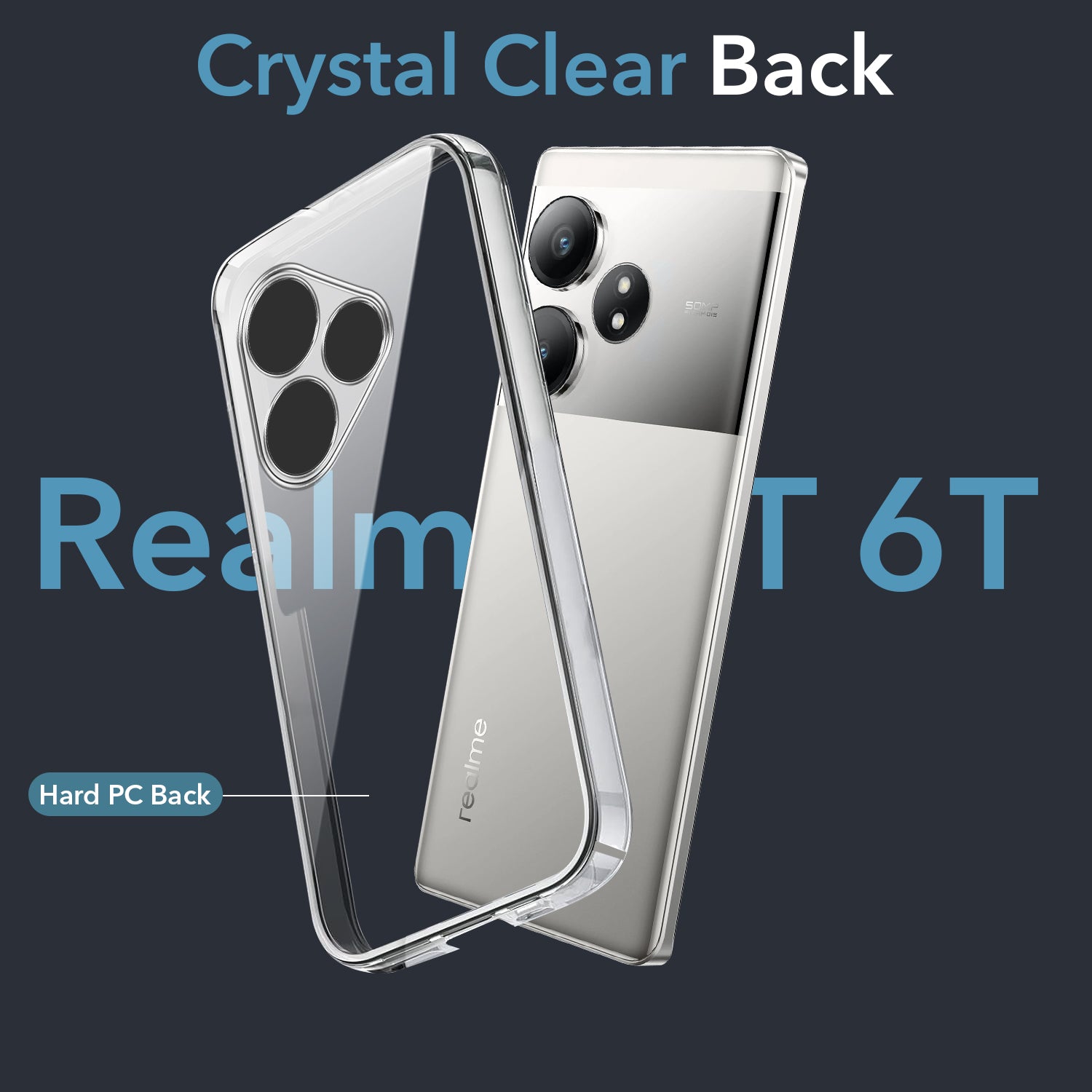 For Realme GT 6 | GT 6T 5G Back Cover Case Lifetime Anti-Yellow Clear (Sleek Hard Crystal | Shockproof and Camera Protection)