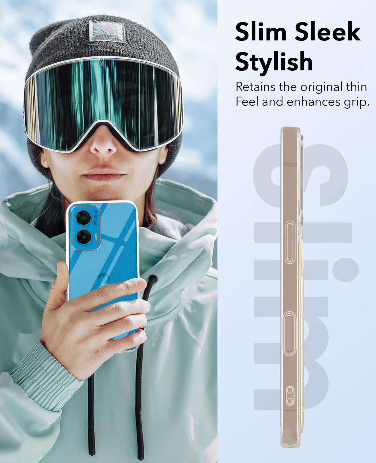 For Motorola Moto G96 Combo with Back Cover and 9H Tempered Glass (Lifetime Anti-Yellow | Sleek Hard Crystal | Oleophobic Coating Screen Glass)