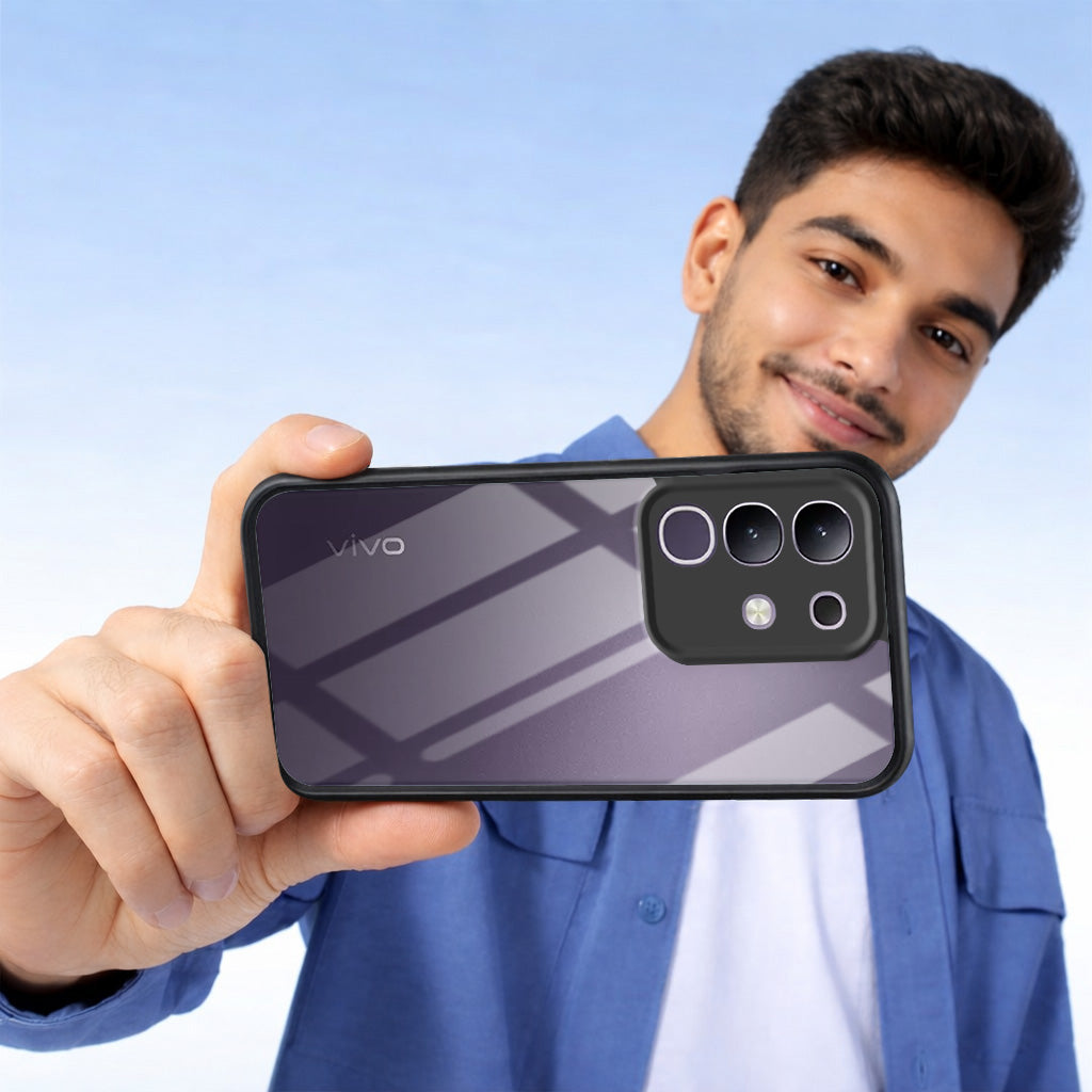 For Vivo T4x | Vivo Y31 Pro Combo with Back Cover and 9H Tempered Glass (Lifetime Anti-Yellow | Crystal Clear Shockproof | Oleophobic Coating Screen Glass)