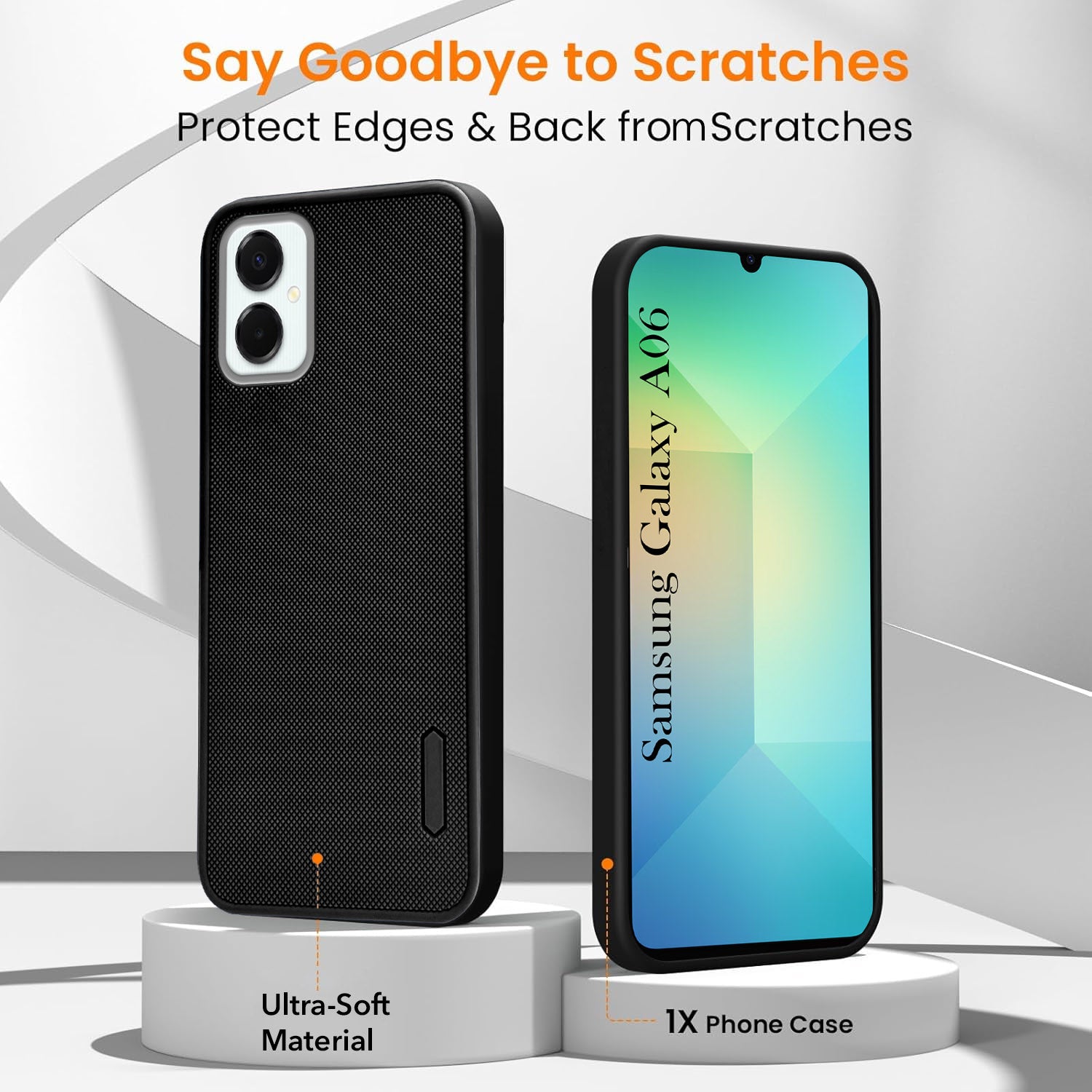 For Samsung Galaxy A06 Combo with Back Cover and 9H Tempered Glass (Textured Grip Design | Micro-Fiber Cloth Inside | Oleophobic Coating Screen Glass)