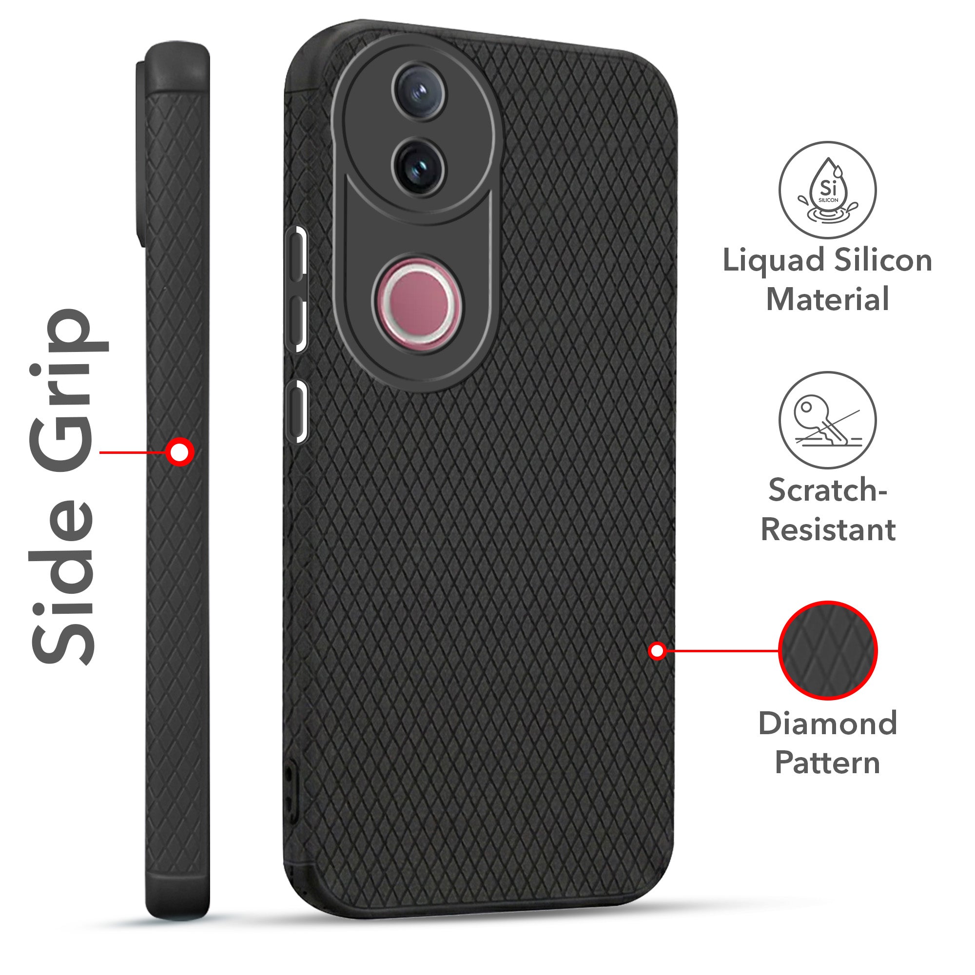 For Vivo T4R Combo with Back Cover and 9H Tempered Glass (Liquid Silicone | Camera Protection | Oleophobic Coating Screen Glass)