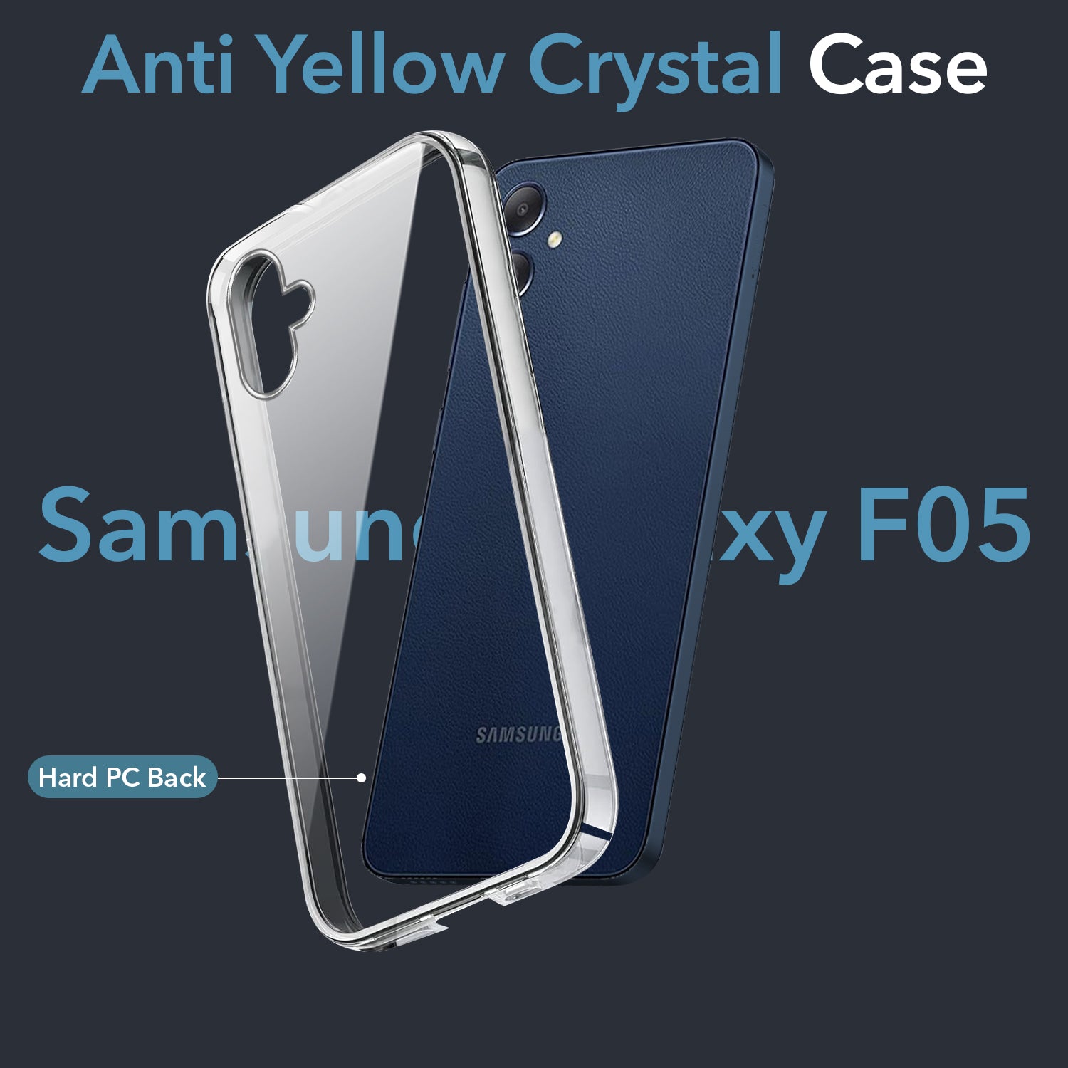 For Samsung Galaxy F05 | M05 Back Cover Case (Hard Anti Yellow Clear Case | Sleek Hard Crystal Clear | Drop & Camera Protection | Shockproof Polycarbonate)