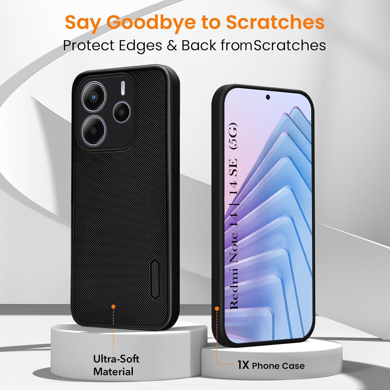 For Redmi Note 14 5G | Redmi Note 14 SE Combo (Textured Grip Design | Micro-Fiber Cloth Inside | Oleophobic Coating Screen Glass)