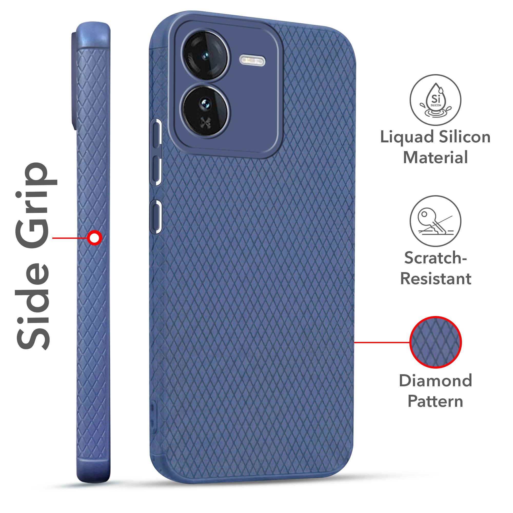 For Vivo IQOO Z9 5G Combo with Back Cover and 9H Tempered Glass (Liquid Silicone | Camera Protection | Oleophobic Coating Screen Glass)