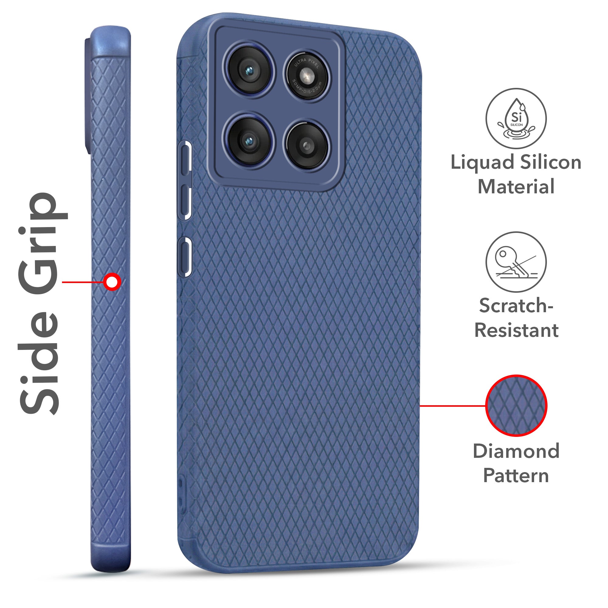 For Motorola Moto Edge 60 Stylus Combo with Back Cover and 9H Tempered Glass (Liquid Silicone | Camera Protection | Oleophobic Coating Screen Glass)