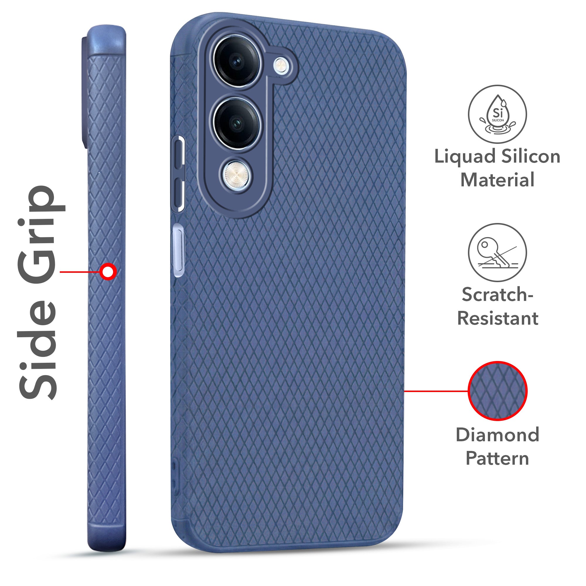 For Vivo iQOO Z10 Lite Combo with Back Cover and 9H Tempered Glass (Liquid Silicone | Camera Protection | Oleophobic Coating Screen Glass)