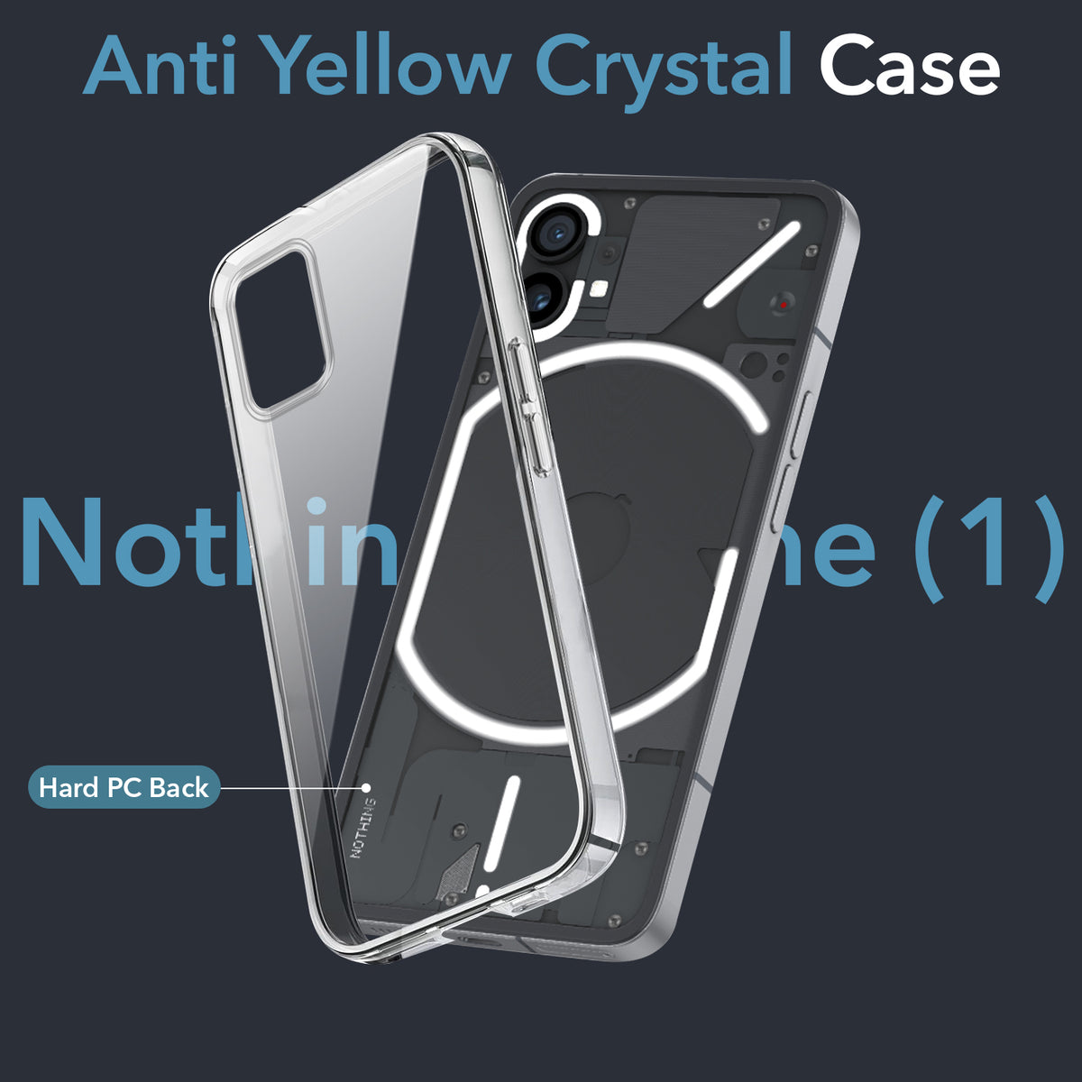 For Nothing Phone 1 Back Cover Case Lifetime Anti-Yellow Clear (Sleek Hard Crystal | Shockproof and Camera Protection)