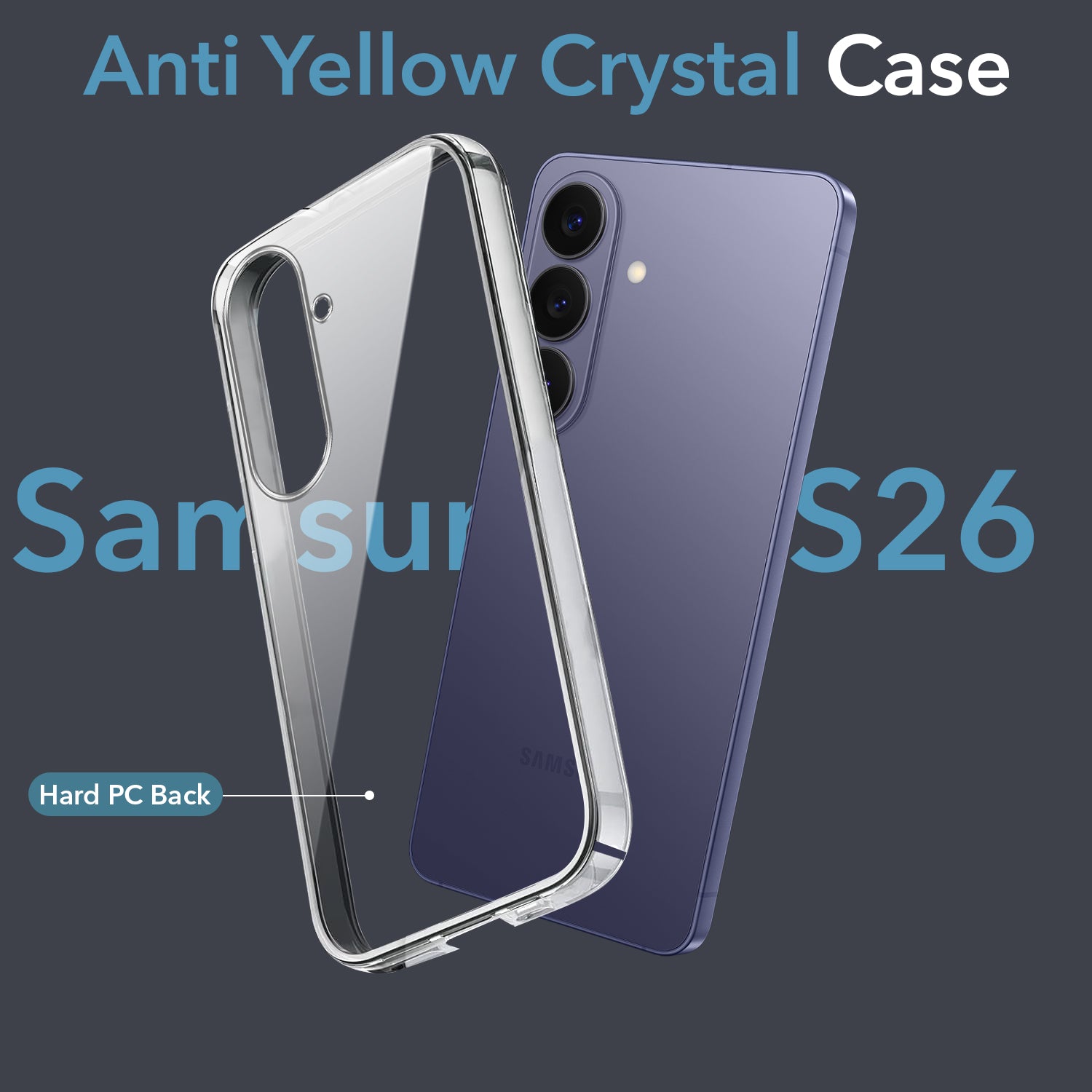 For Samsung Galaxy S26 5G Back Cover Case Lifetime Anti-Yellow Clear (Sleek Hard Crystal | Shockproof and Camera Protection)