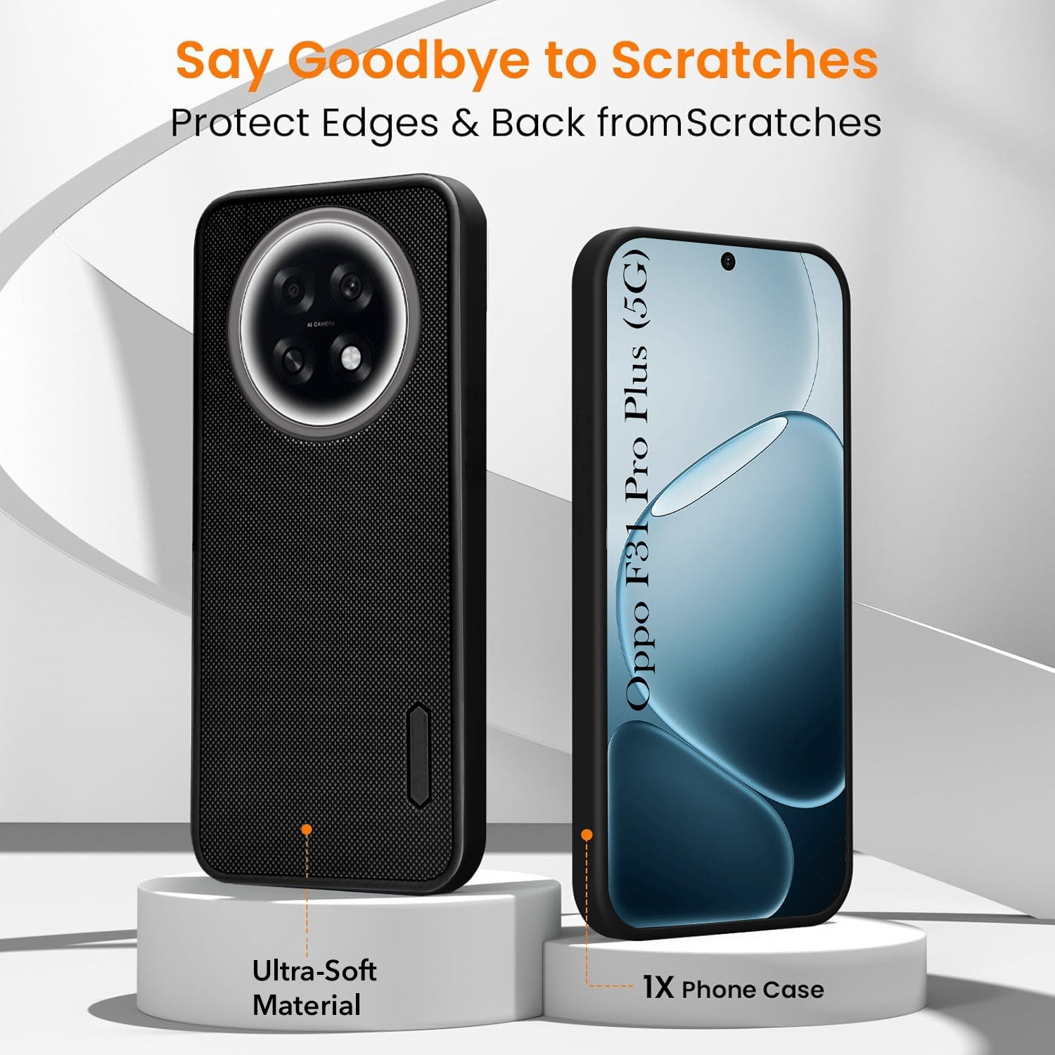 For Oppo F31 Pro Plus Combo with Back Cover and 9H Tempered Glass (Textured Grip Design | Micro-Fiber Cloth Inside | Oleophobic Coating Screen Glass)