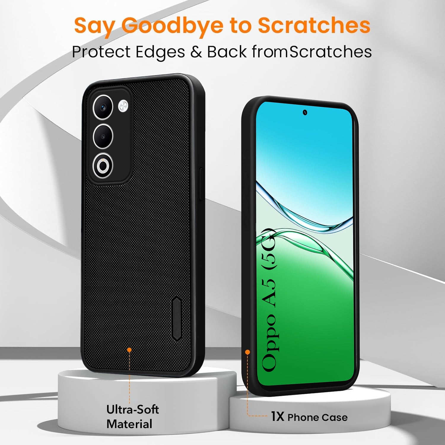 For Oppo A5 5G Combo (Textured Grip Design | Micro-Fiber Cloth Inside | Oleophobic Coating Screen Glass)