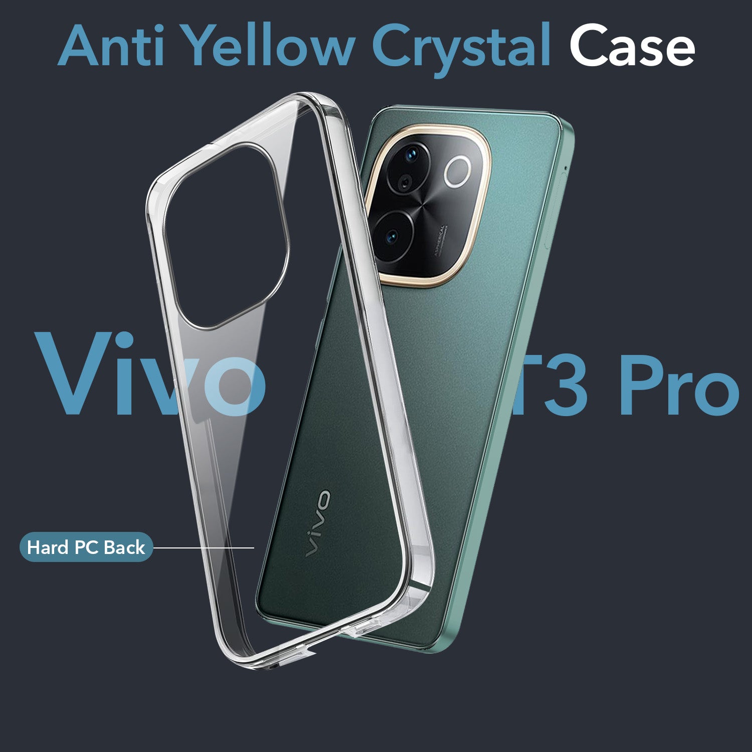 For Vivo T3 Pro Back Cover (Hard Anti Yellow Clear Case | Drop & Camera Protection | Shockproof Polycarbonate)