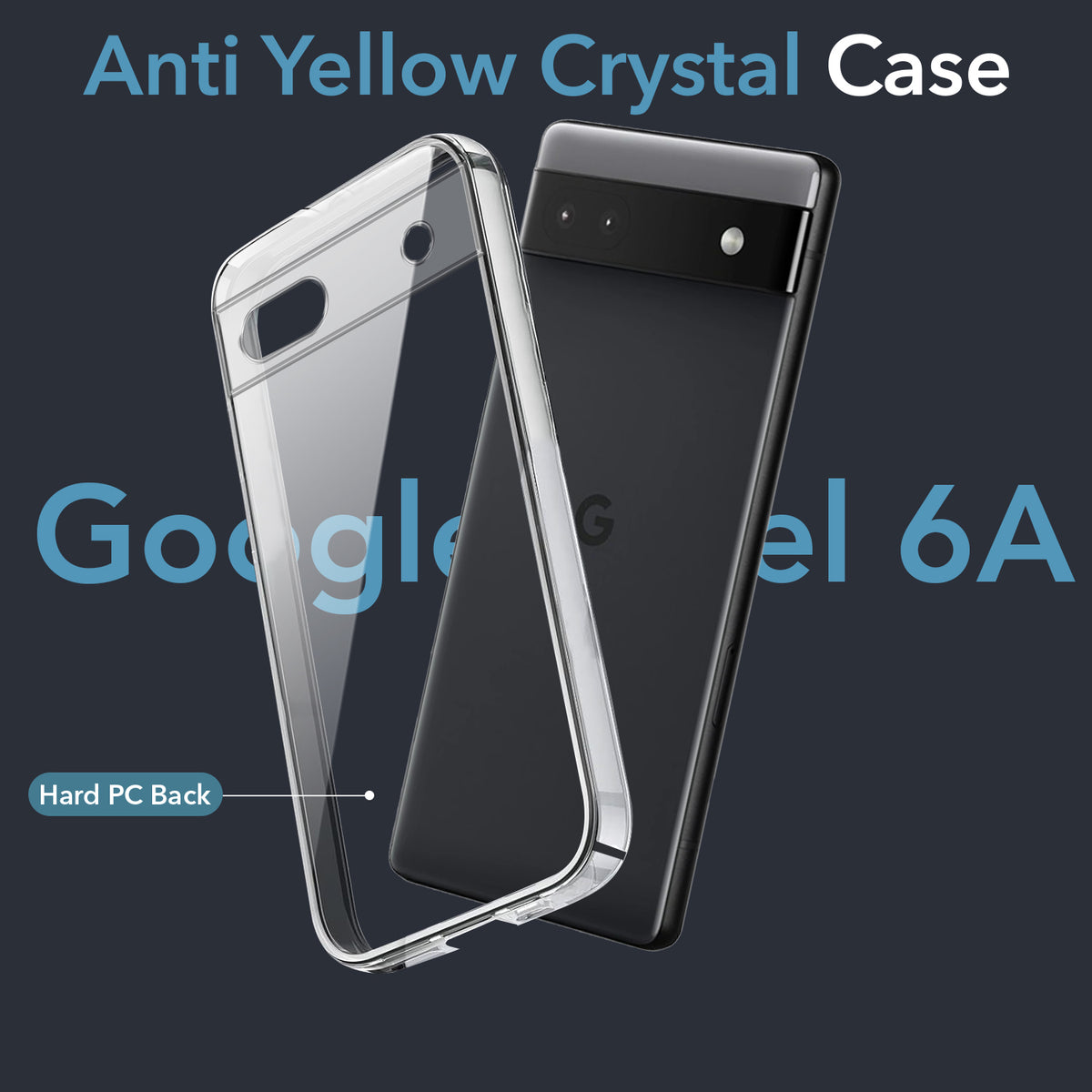 For Google Pixel 6a Back Cover Case Lifetime Anti-Yellow Clear (Sleek Hard Crystal | Shockproof and Camera Protection)