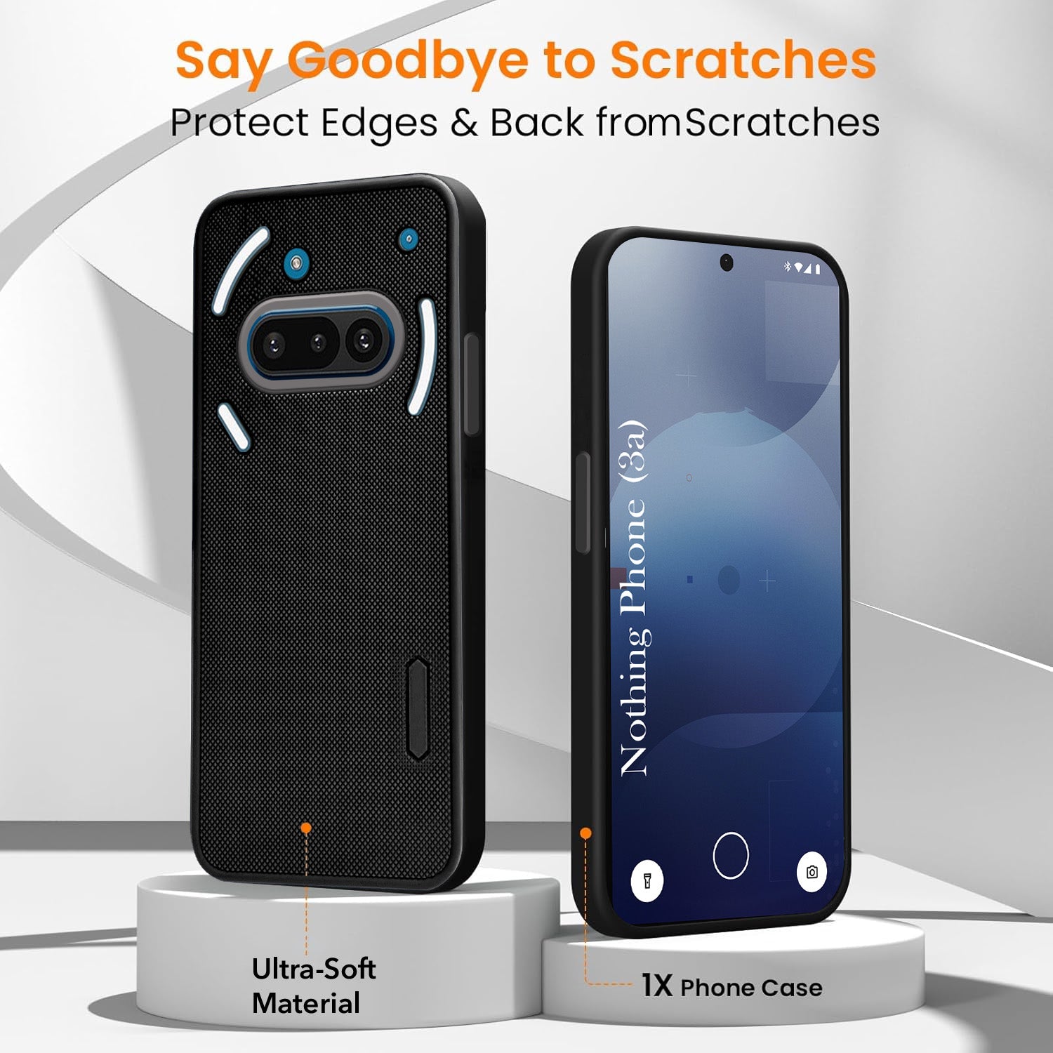 For Nothing Phone 3A Combo (Textured Grip Design | Micro-Fiber Cloth Inside | Oleophobic Coating Screen Glass)