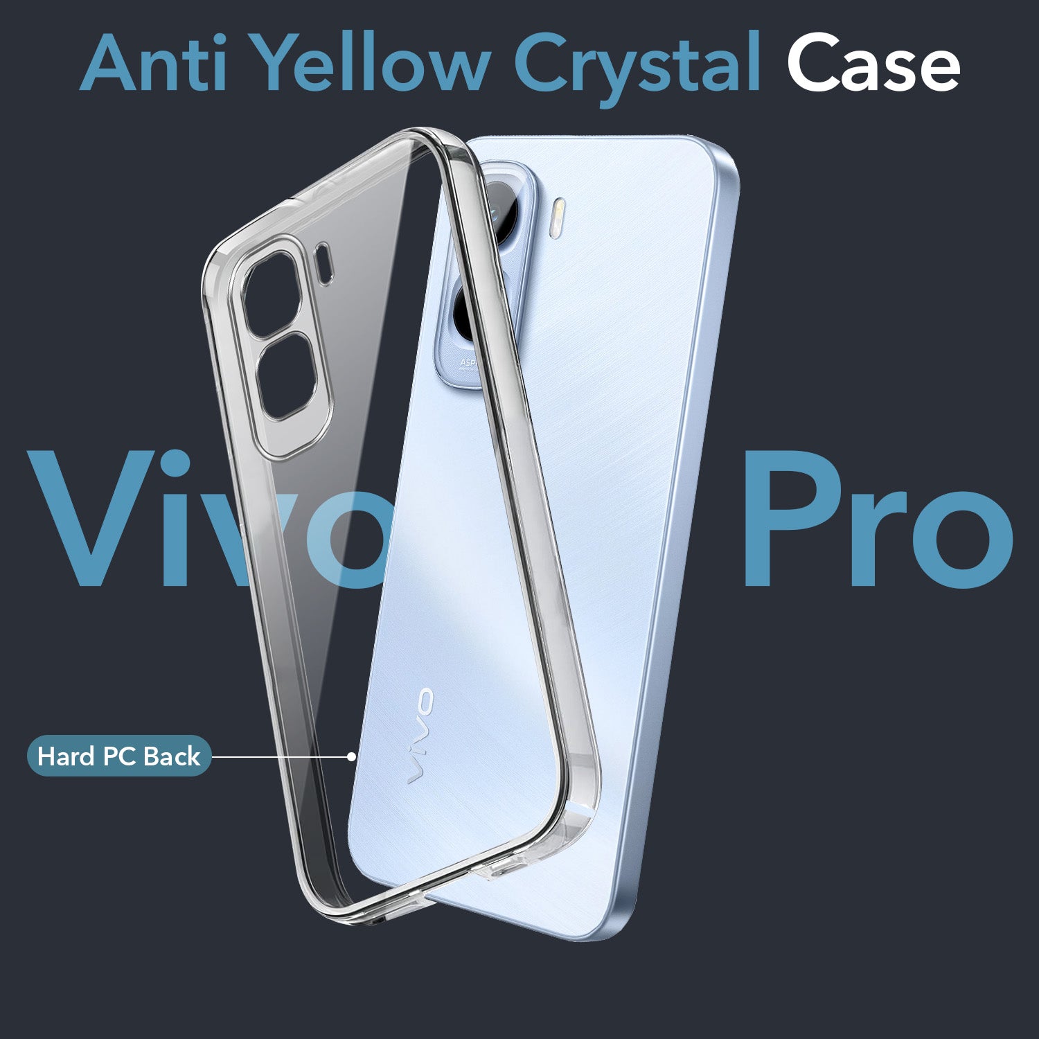 For Vivo T5 Pro 5G Back Cover Case Lifetime Anti-Yellow Clear (Sleek Hard Crystal | Shockproof and Camera Protection)