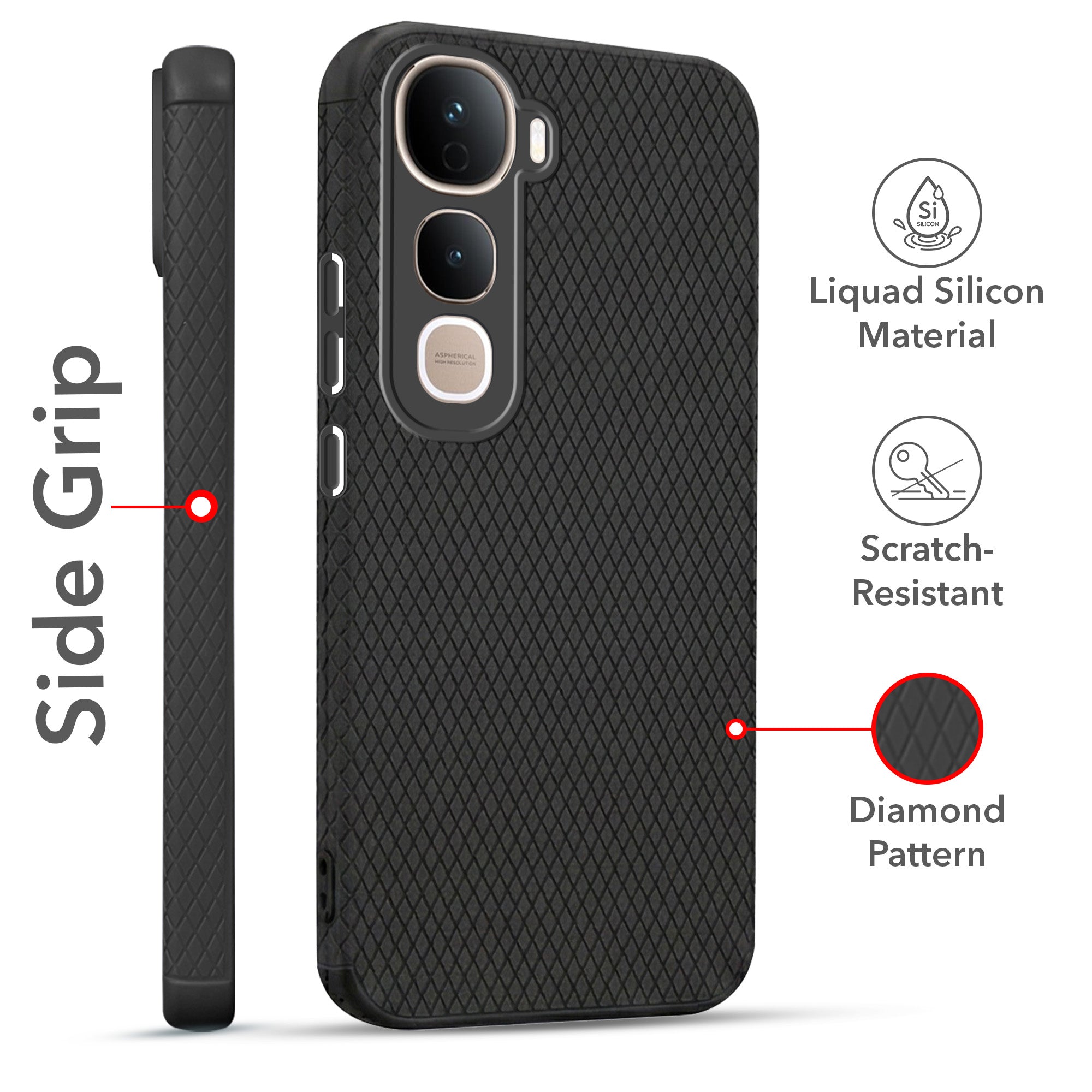 For Vivo Y400 Pro Combo with Back Cover and 9H Tempered Glass (Liquid Silicone | Camera Protection | Oleophobic Coating Screen Glass)