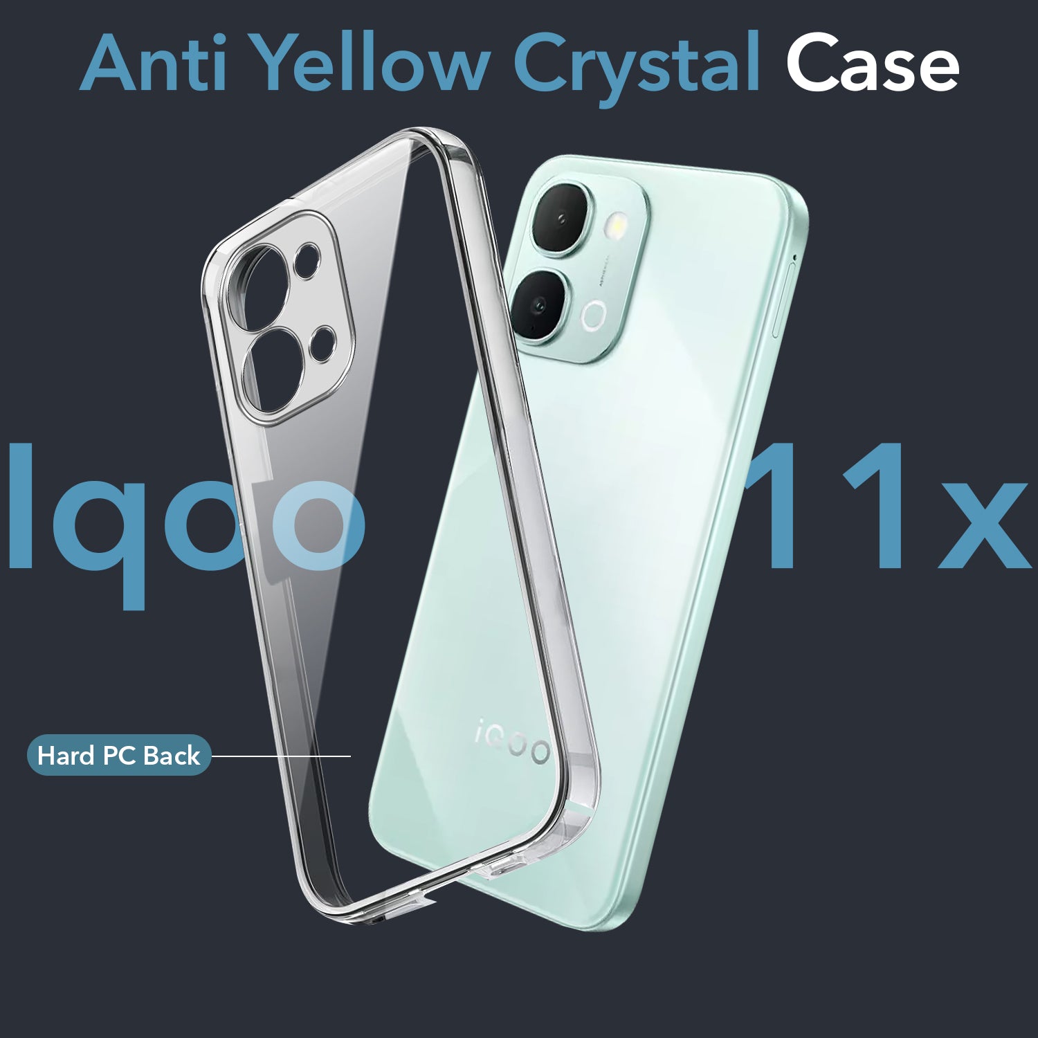 For Vivo iQOO Z11x 5G Back Cover Case Lifetime Anti-Yellow Clear (Sleek Hard Crystal | Shockproof and Camera Protection)