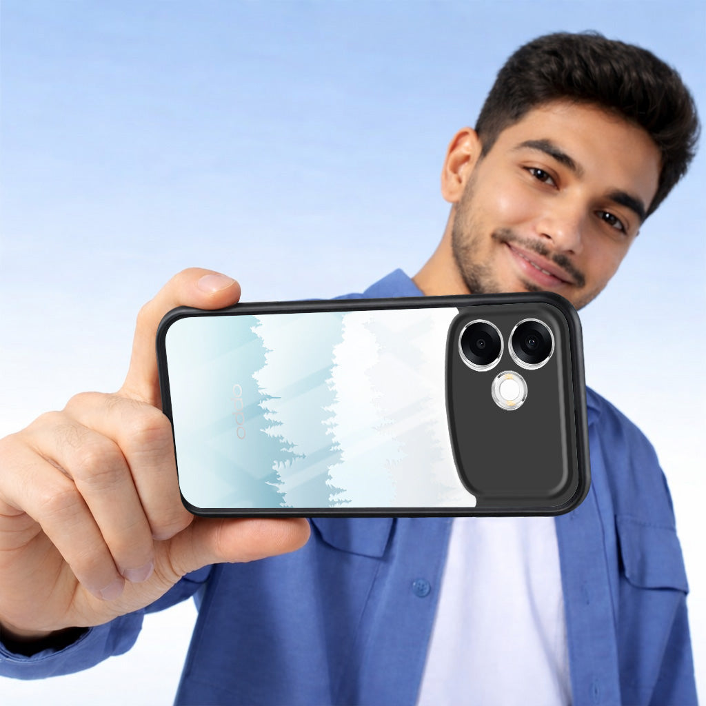 For Oppo F33 Pro Combo with Back Cover and 9H Tempered Glass (Lifetime Anti-Yellow | Crystal Clear Shockproof | Oleophobic Coating Screen Glass)