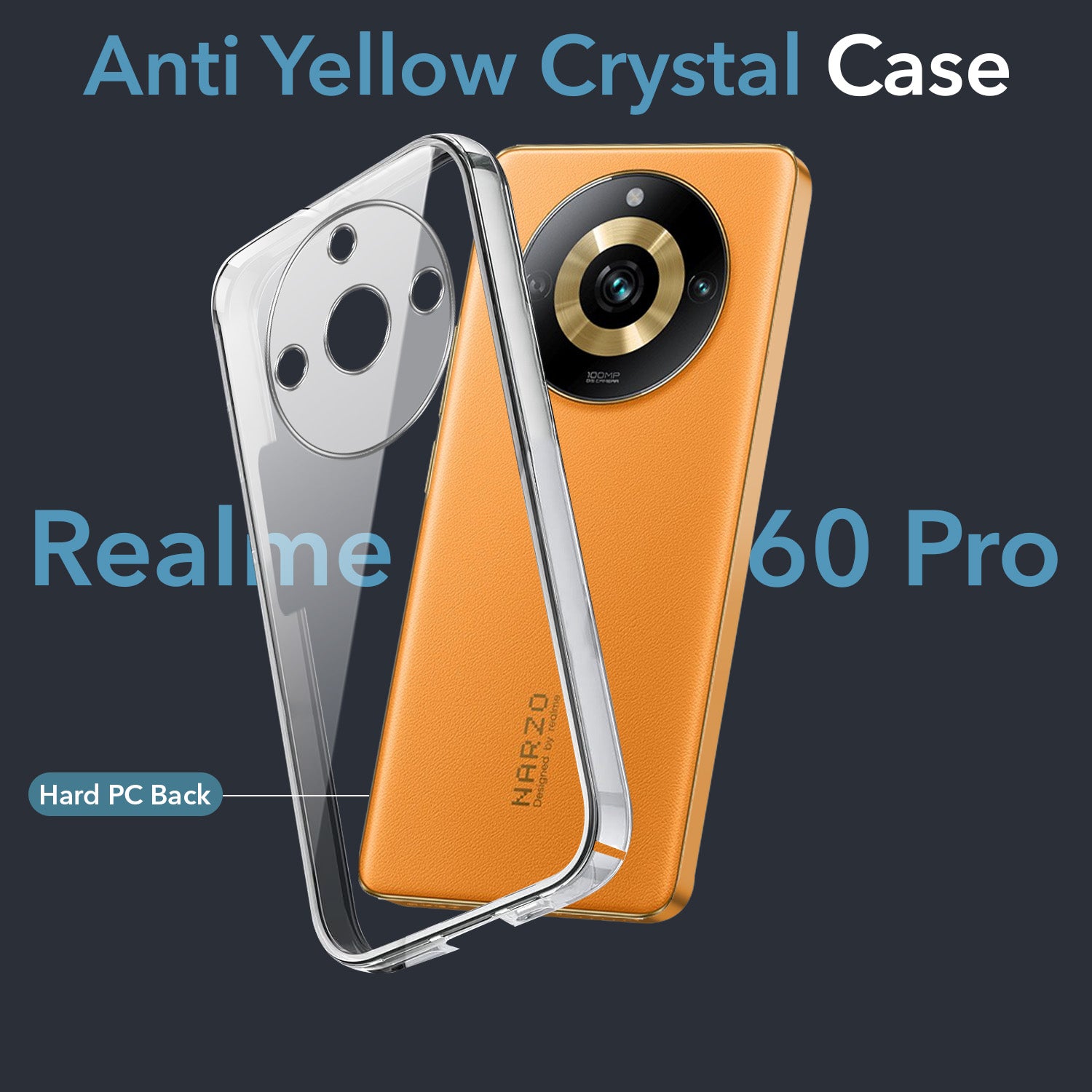 For Realme Narzo 60 Pro Back Cover Case Lifetime Anti-Yellow Clear (Sleek Hard Crystal | Shockproof and Camera Protection)