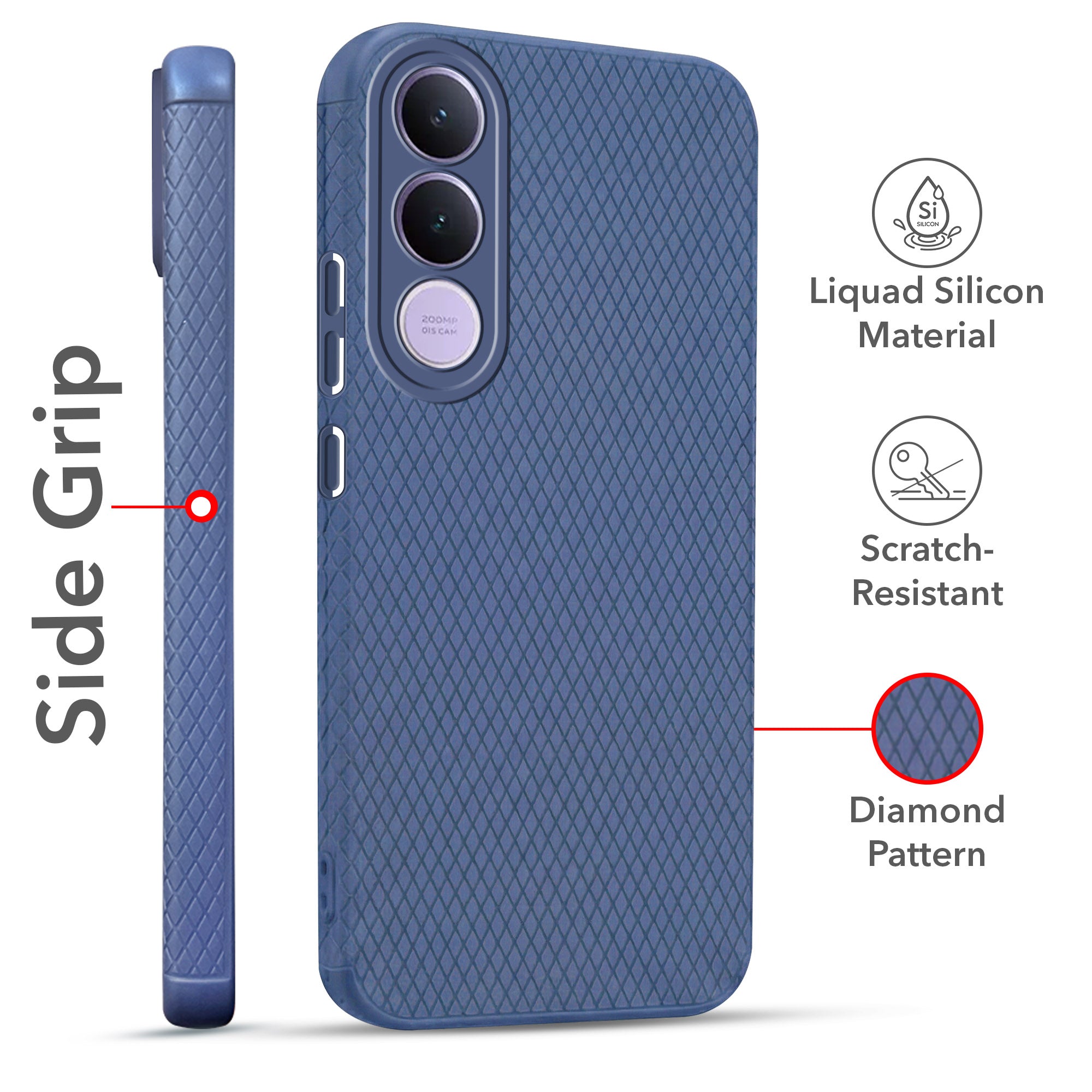 For Vivo V70 FE 5G Combo with Back Cover and 9H Tempered Glass (Liquid Silicone | Camera Protection | Oleophobic Coating Screen Glass)
