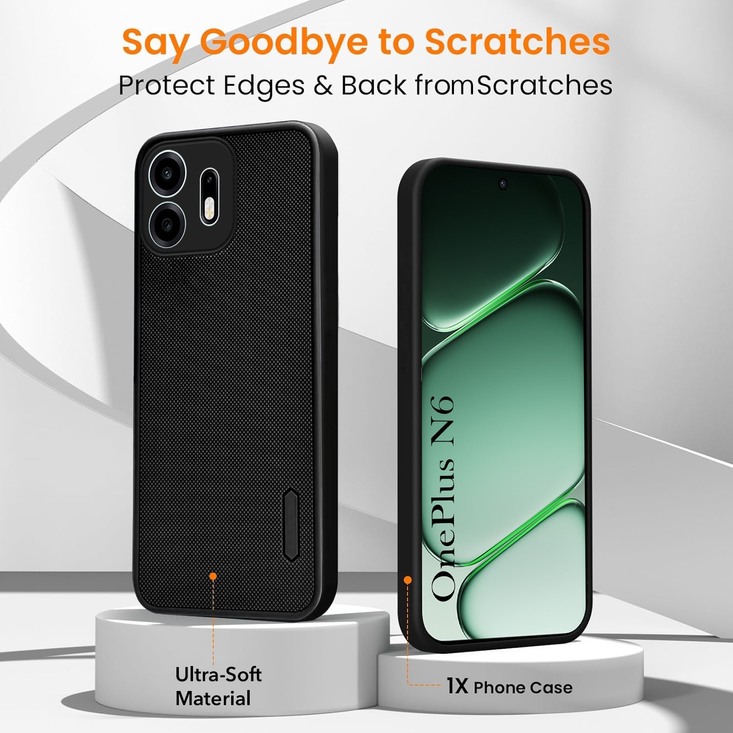 For OnePlus N6 Combo (Textured Grip Design | Micro-Fiber Cloth Inside | Oleophobic Coating Screen Glass)