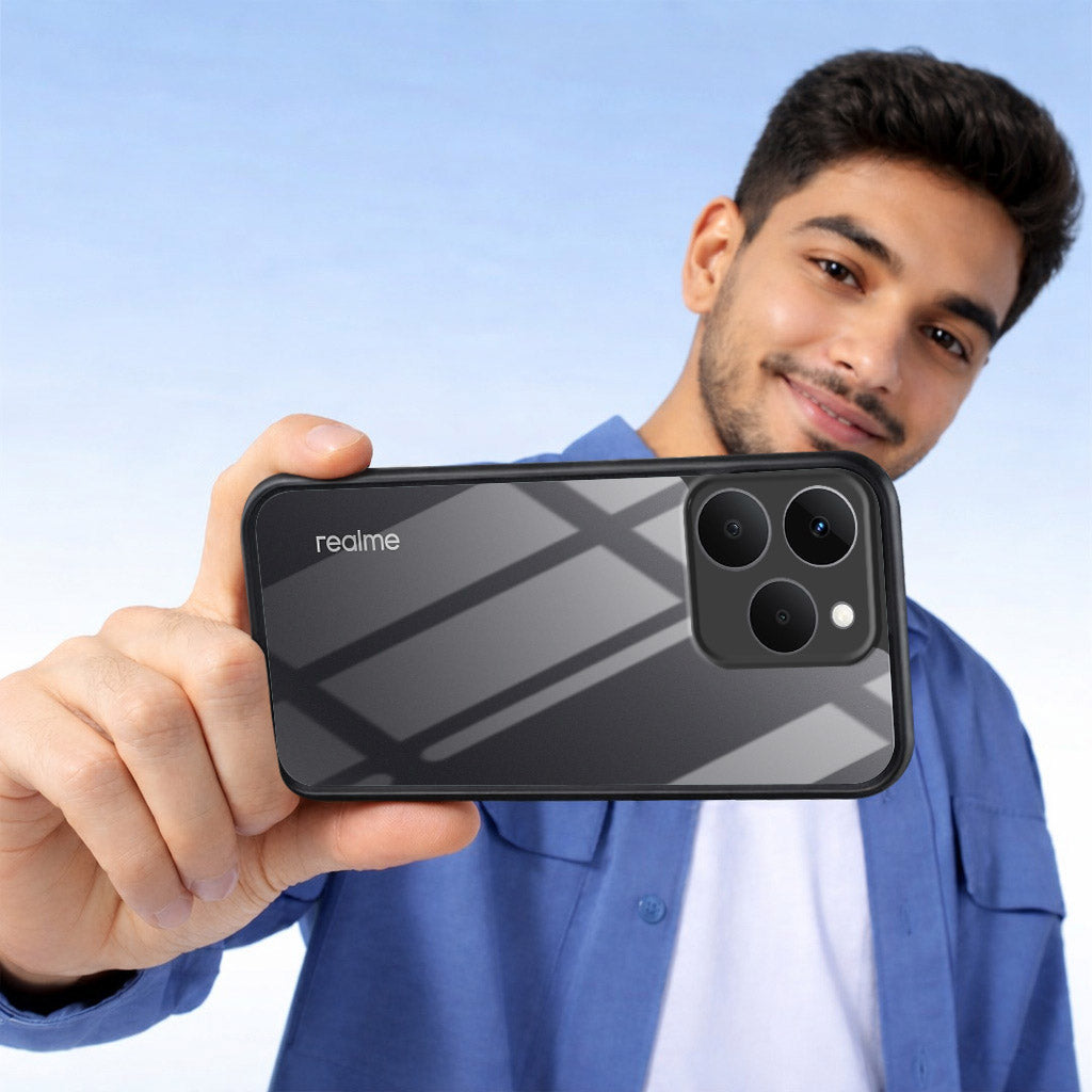 For Realme 15T | Realme Narzo 90 Combo with Back Cover and 9H Tempered Glass (Lifetime Anti-Yellow | Crystal Clear Shockproof | Oleophobic Coating Screen Glass)