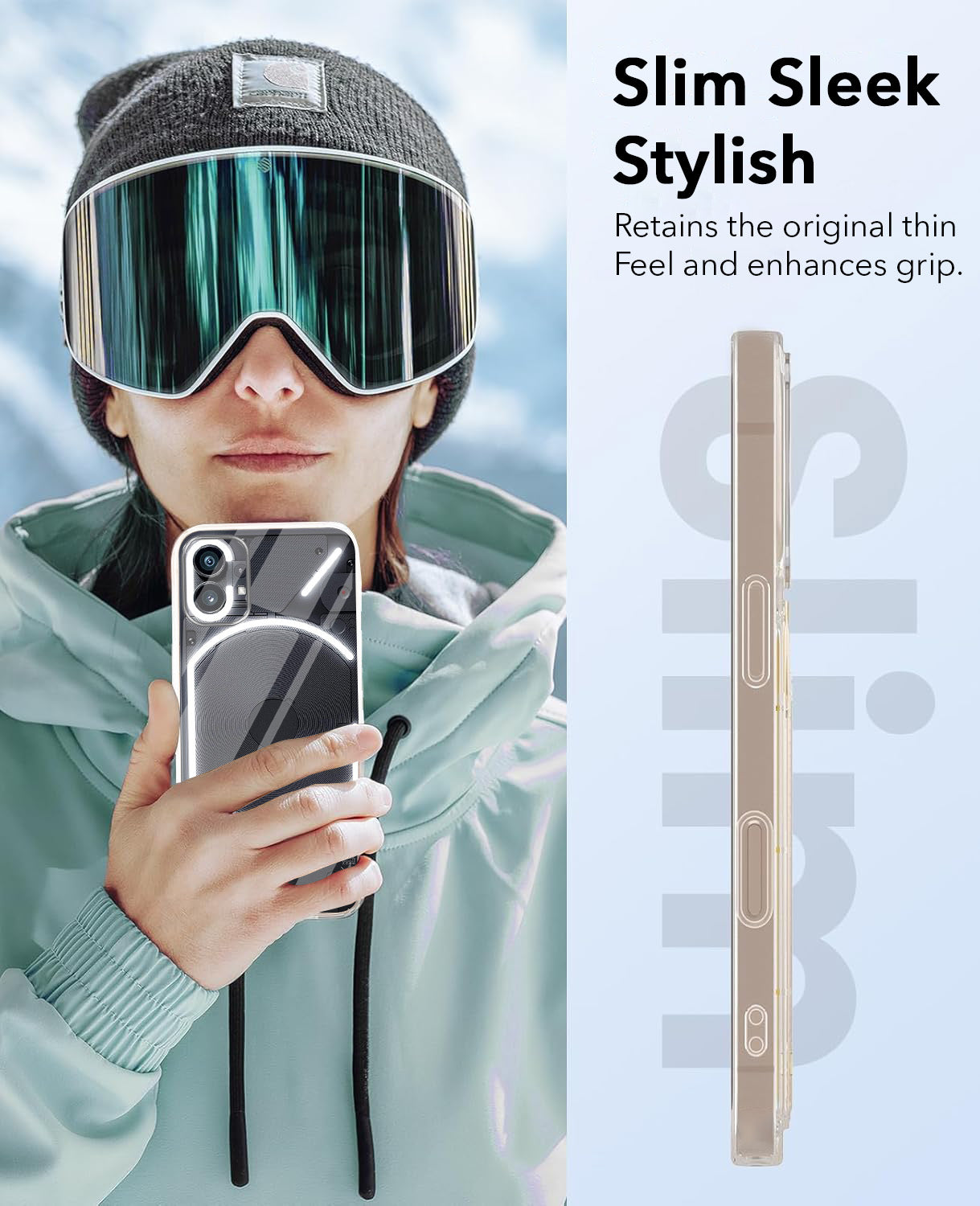 For Nothing Phone 1 Combo with Back Cover and 9H Tempered Glass (Lifetime Anti-Yellow | Sleek Hard Crystal | Oleophobic Coating Screen Glass)