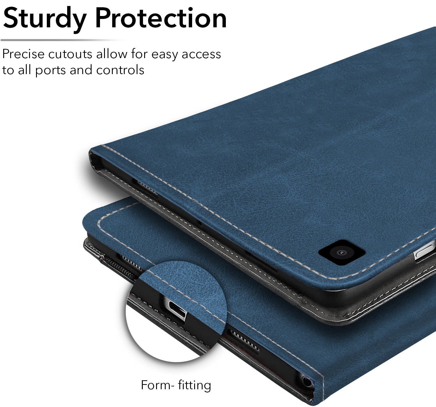 For Samsung Galaxy Tab A7 Lite 8.7 Inch SM-T225/T220/T225N/T227U Flip Cover Folio Case (PU Leather | Multi-Angle Smart Stand | Card Storage Slots | Silicone Back Pouch)