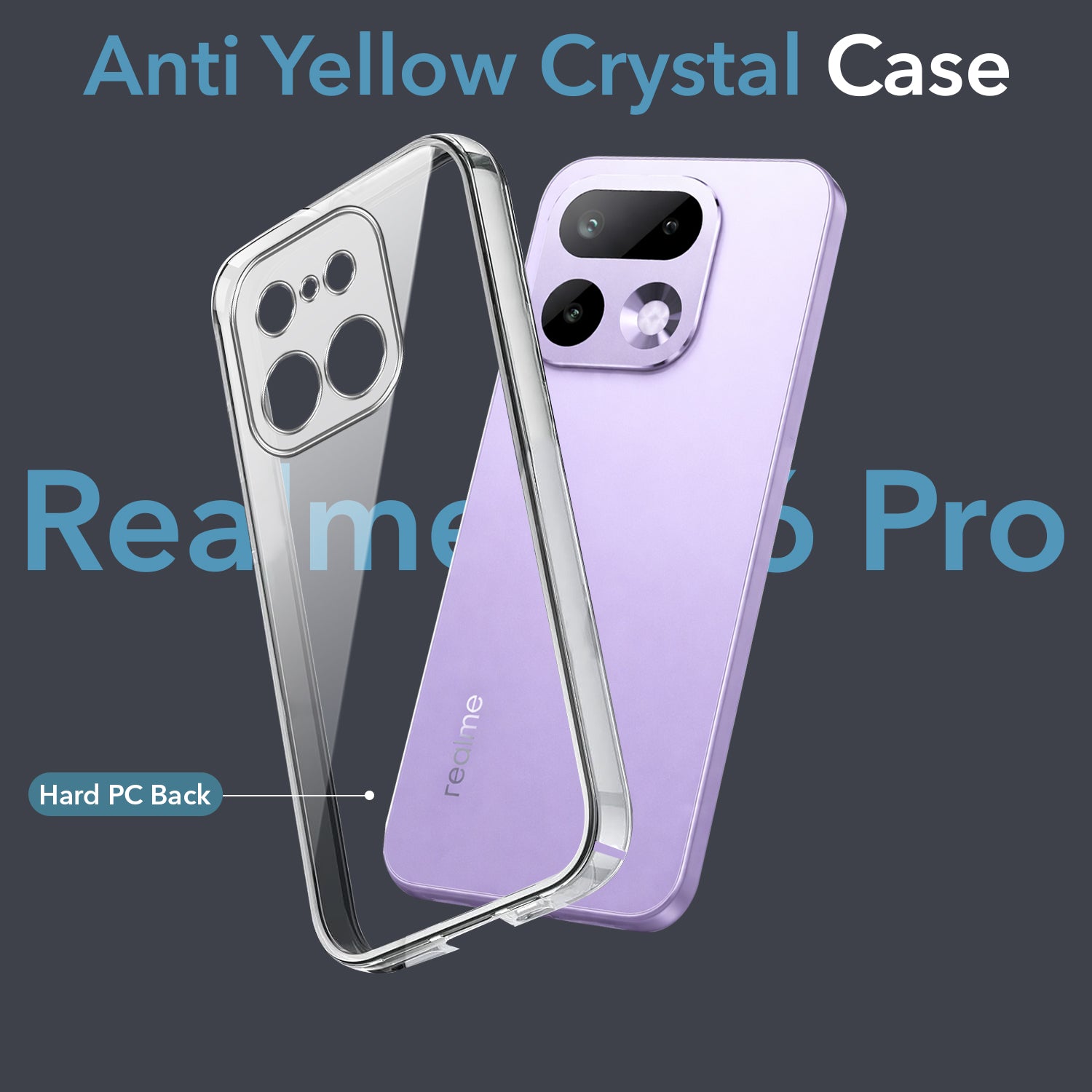 For Realme 16 Pro Back Cover Case Lifetime Anti-Yellow Clear (Sleek Hard Crystal | Shockproof and Camera Protection)