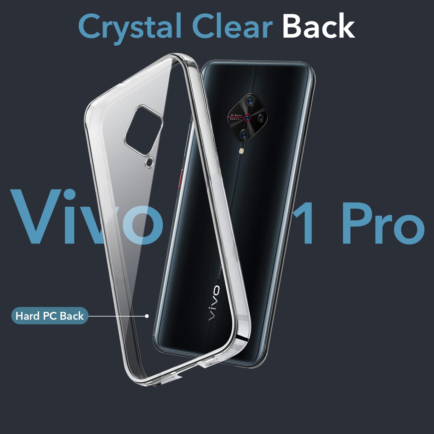 For Vivo S1 Pro Back Cover Case Lifetime Anti-Yellow Clear (Sleek Hard Crystal | Shockproof and Camera Protection)
