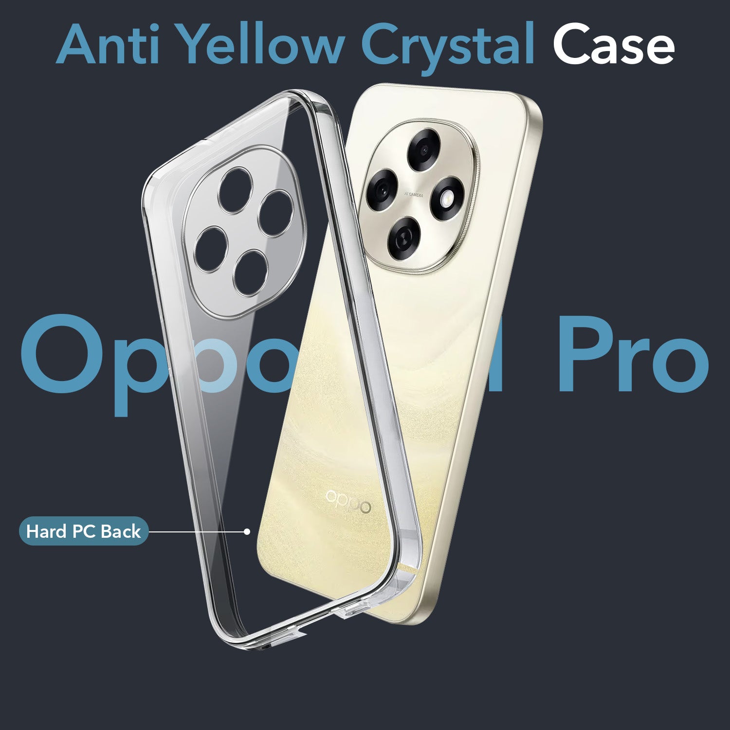 For Oppo F31 Pro Back Cover Case Lifetime Anti-Yellow Clear (Sleek Hard Crystal | Shockproof and Camera Protection)